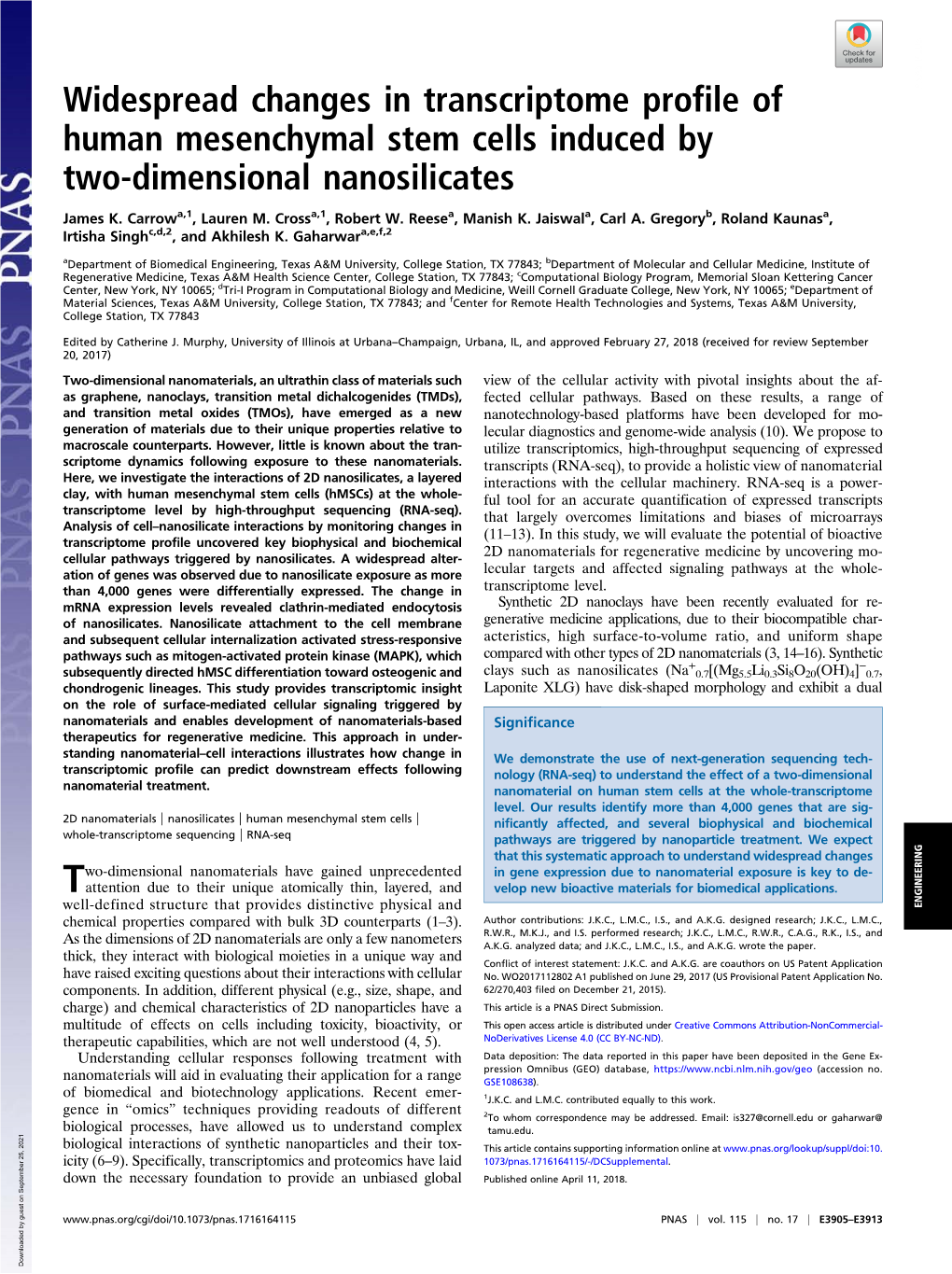 Widespread Changes in Transcriptome Profile of Human Mesenchymal