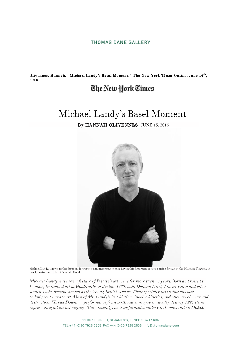 Michael Landy's Basel Moment