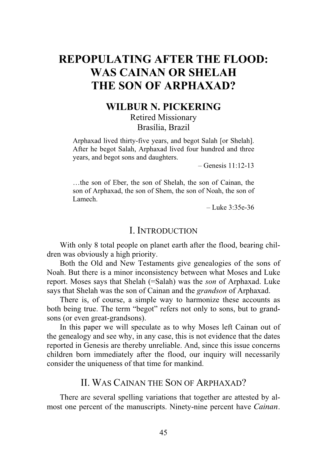 Was Cainan Or Shelah the Son of Arphaxad?