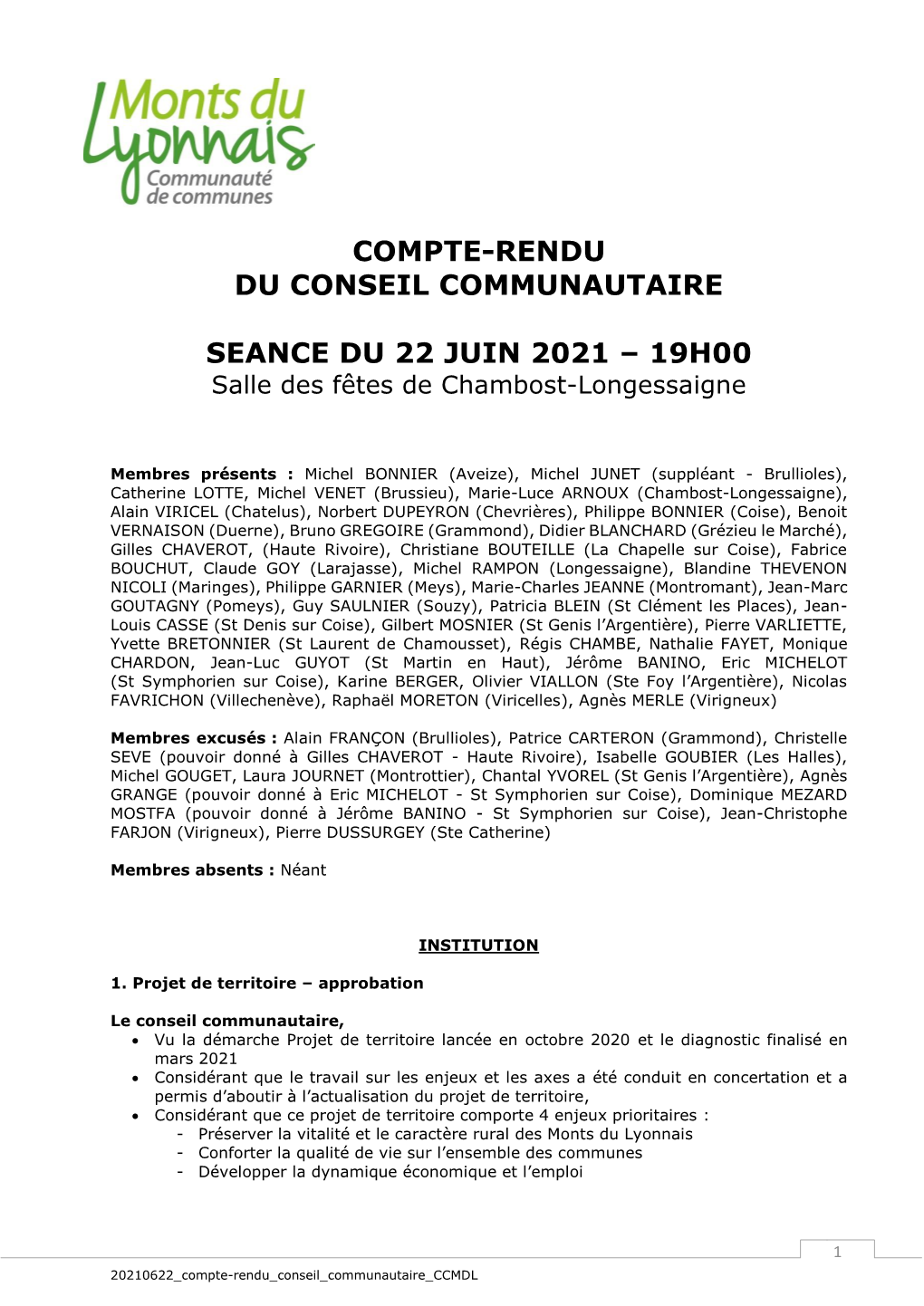 Conseil Communautaire