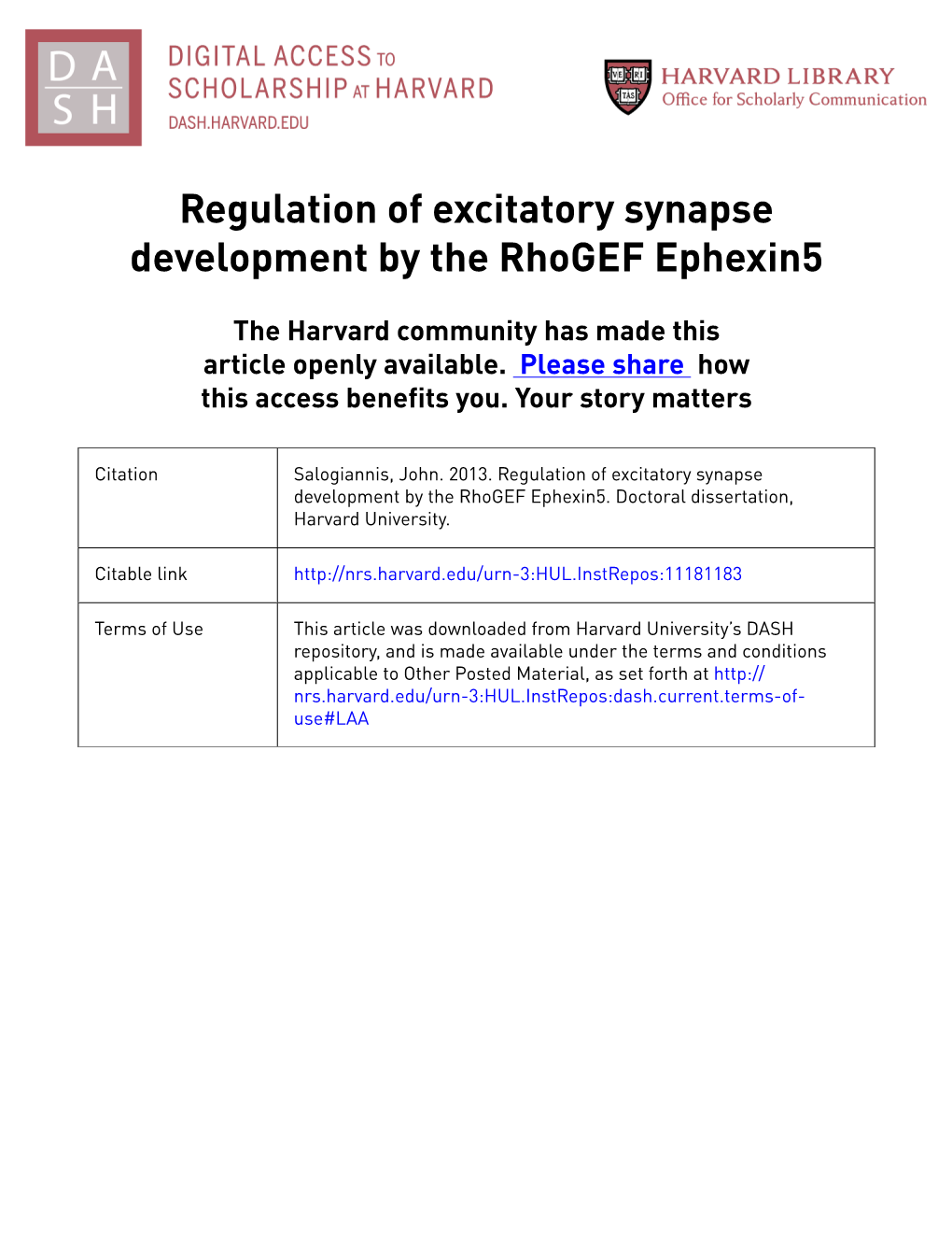 Regulation of Excitatory Synapse Development by the Rhogef Ephexin5