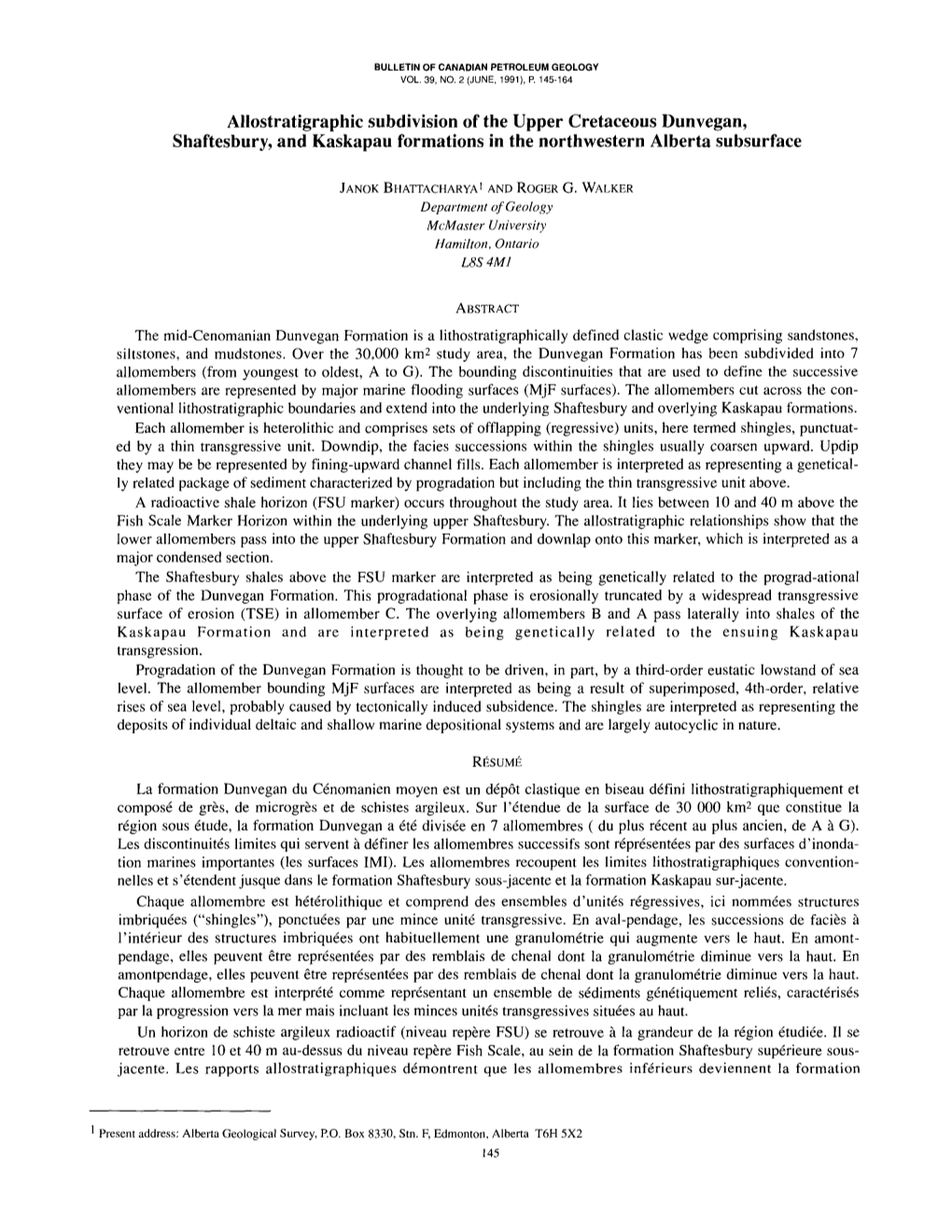 Allostratigraphic Subdivision of the Upper Cretaceous Dunvegan, Shaftesbury, and Kaskapau Formations in the Northwestern Alberta Subsurface