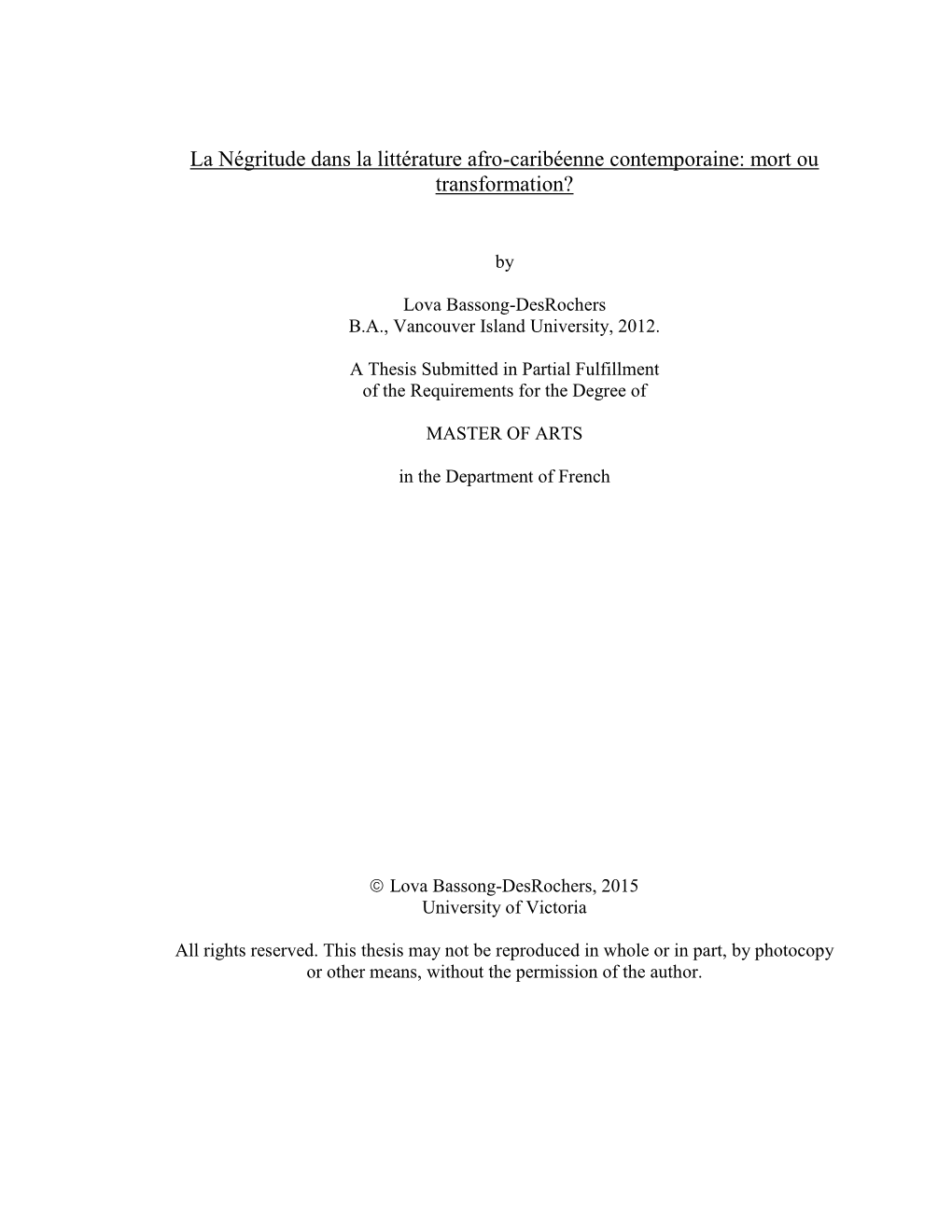 La Négritude Dans La Littérature Afro-Caribéenne Contemporaine: Mort Ou Transformation?