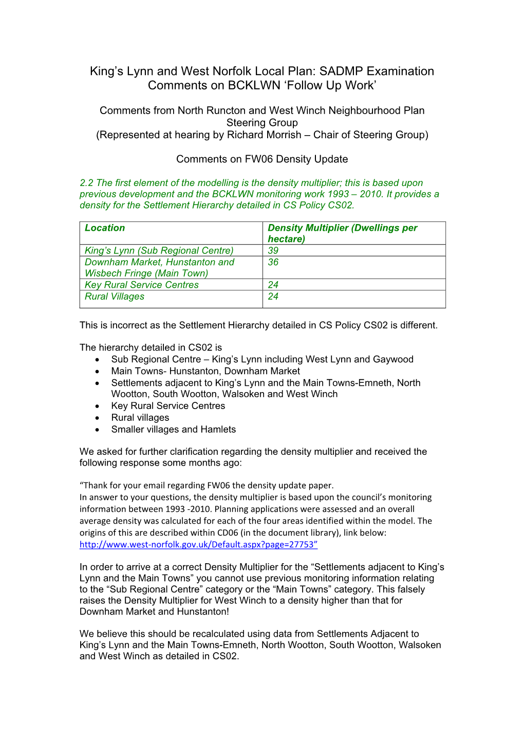 King's Lynn and West Norfolk Local Plan: SADMP Examination