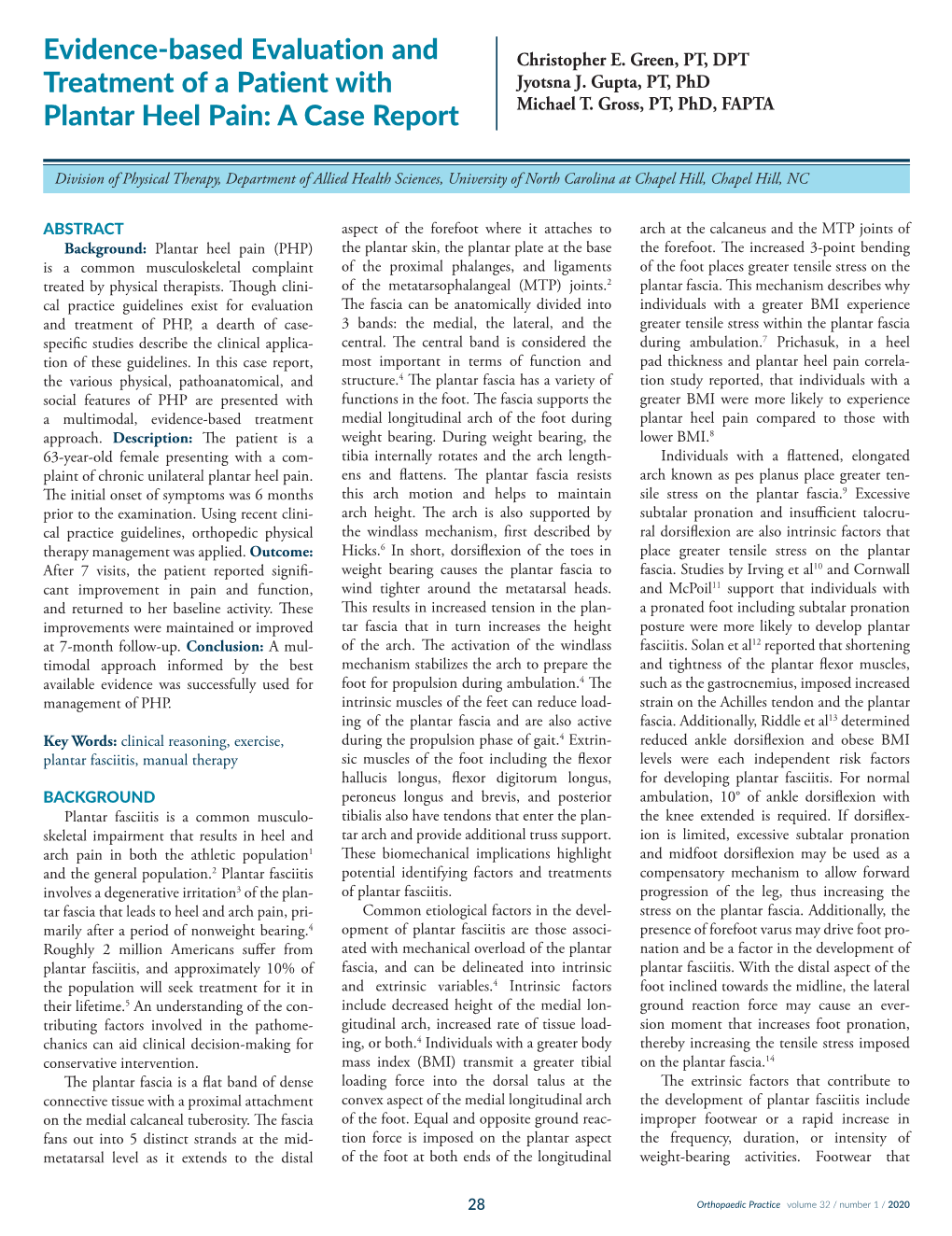 Evidence-Based Evaluation and Treatment of a Patient with Plantar Heel Pain: a Case Report