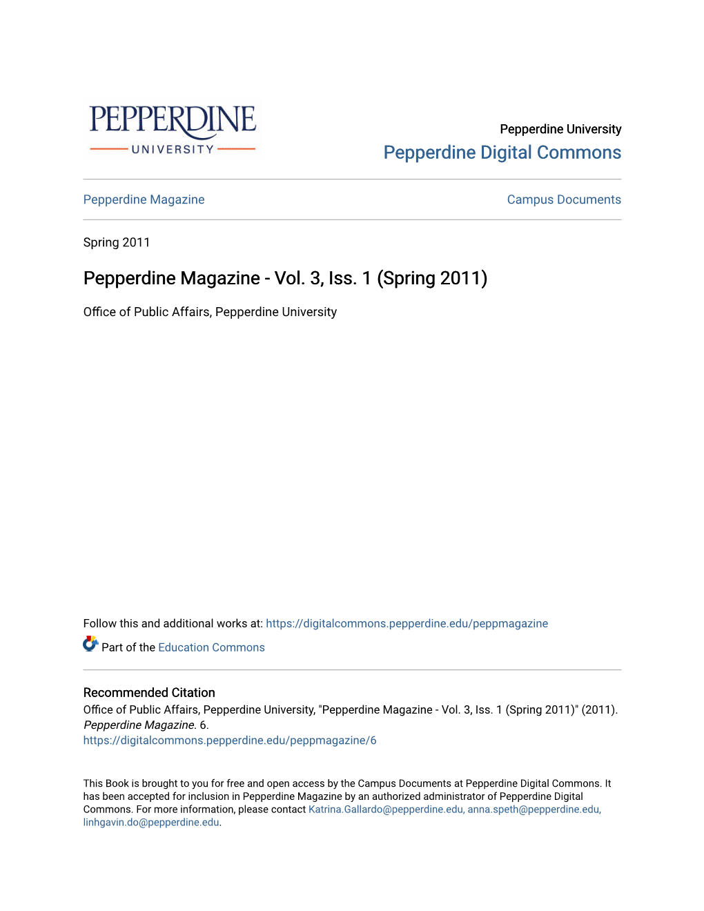 Pepperdine Magazine Campus Documents