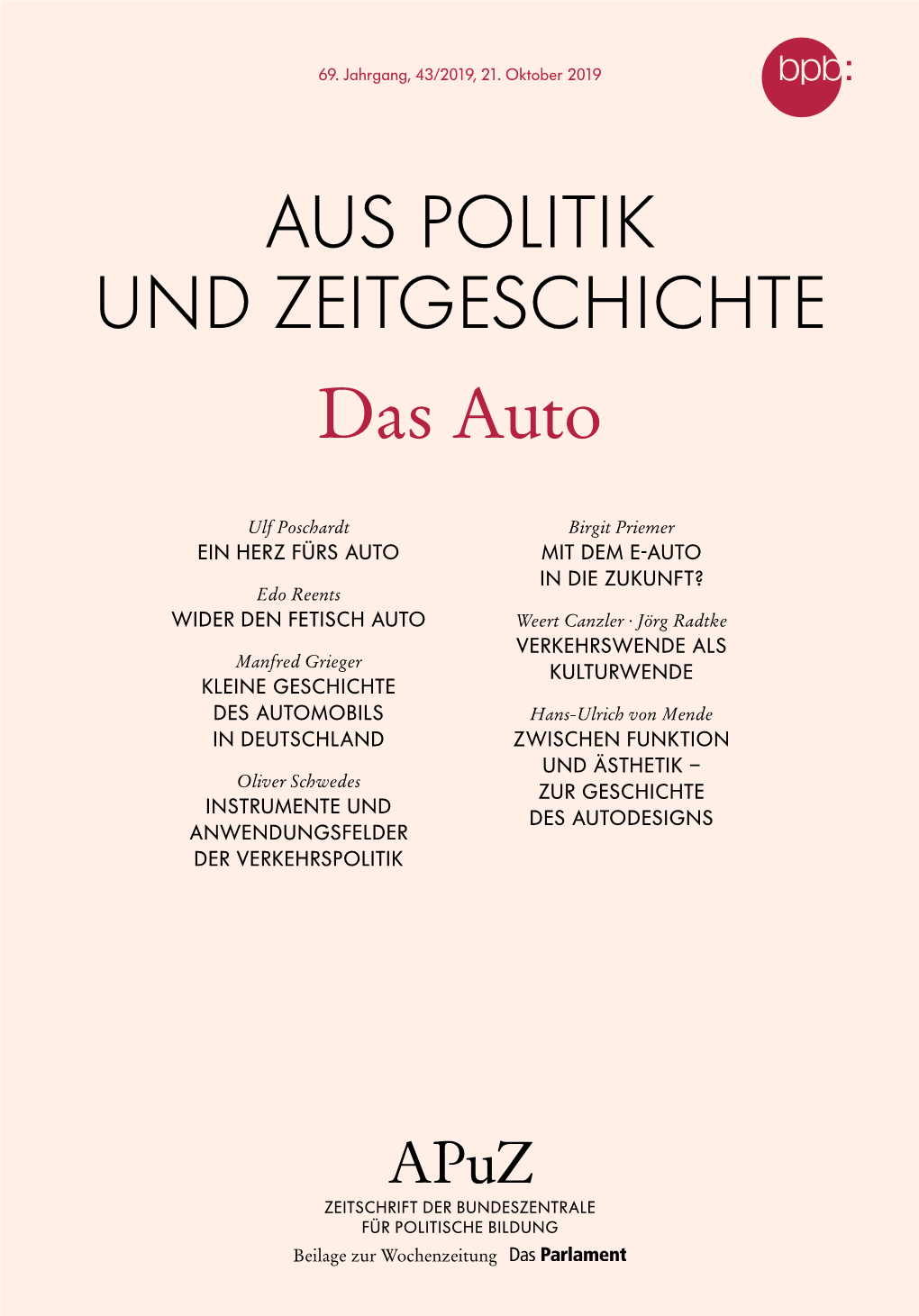 Apuz 43/2019: Das Auto