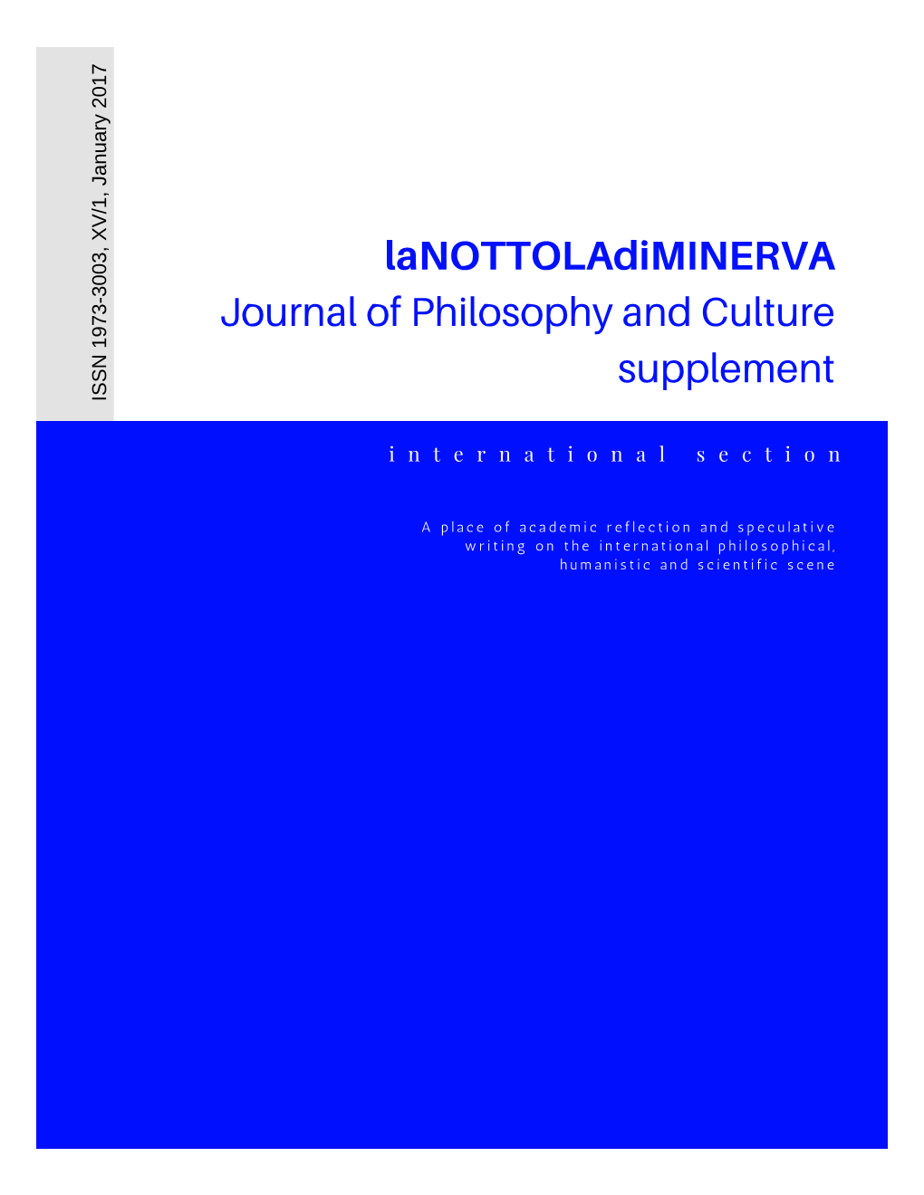 Lanottoladiminerva Journal of Philosophy and Culture Supplement ISSN 1973-3003