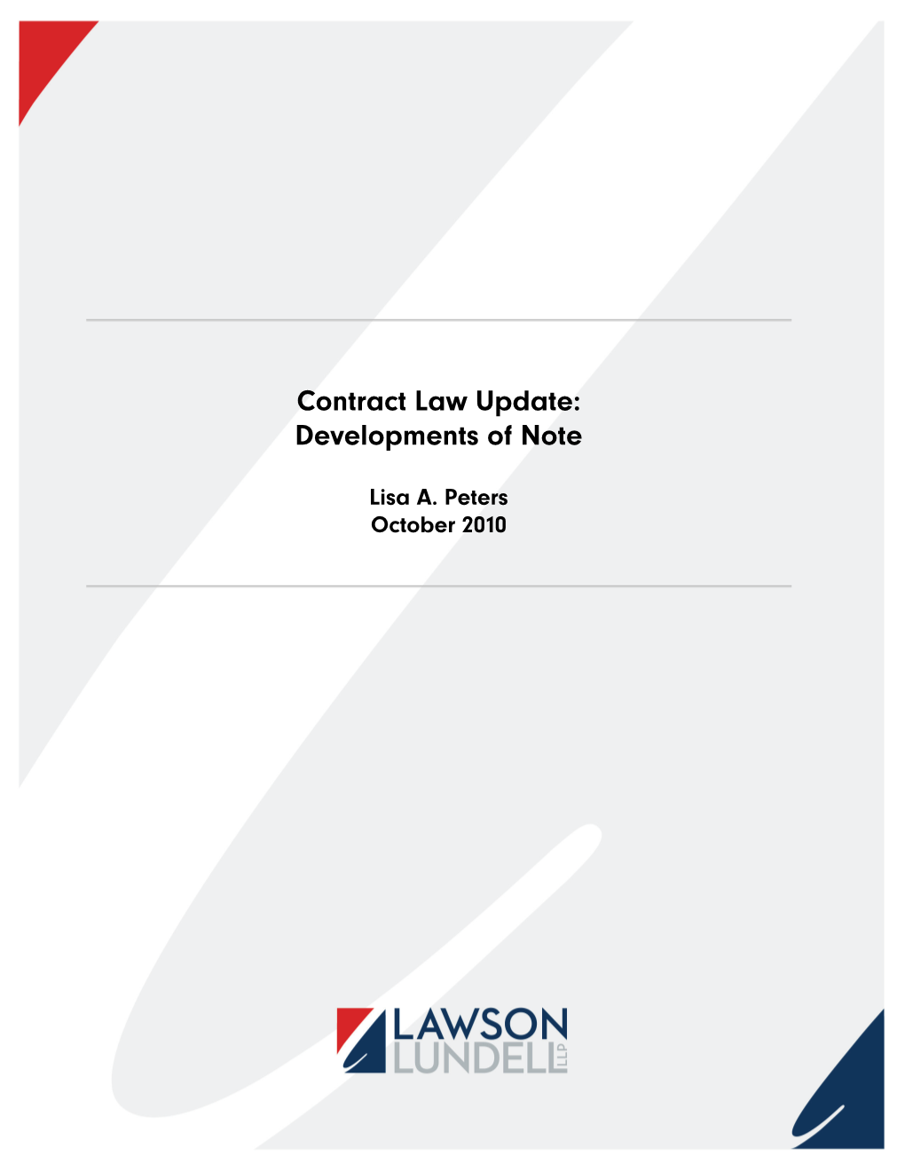 Contract Law Update: Developments of Note