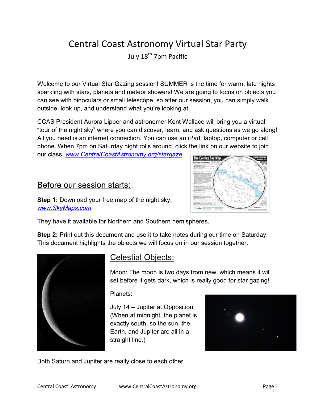 Central Coast Astronomy Virtual Star Party Th July 18 7Pm Pacific