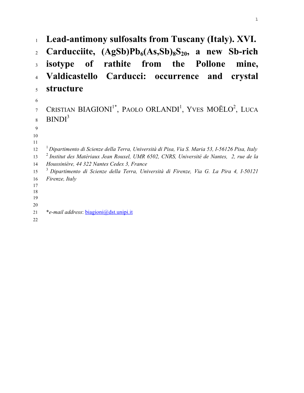 Lead-Antimony Sulfosalts from Tuscany (Italy). XVI