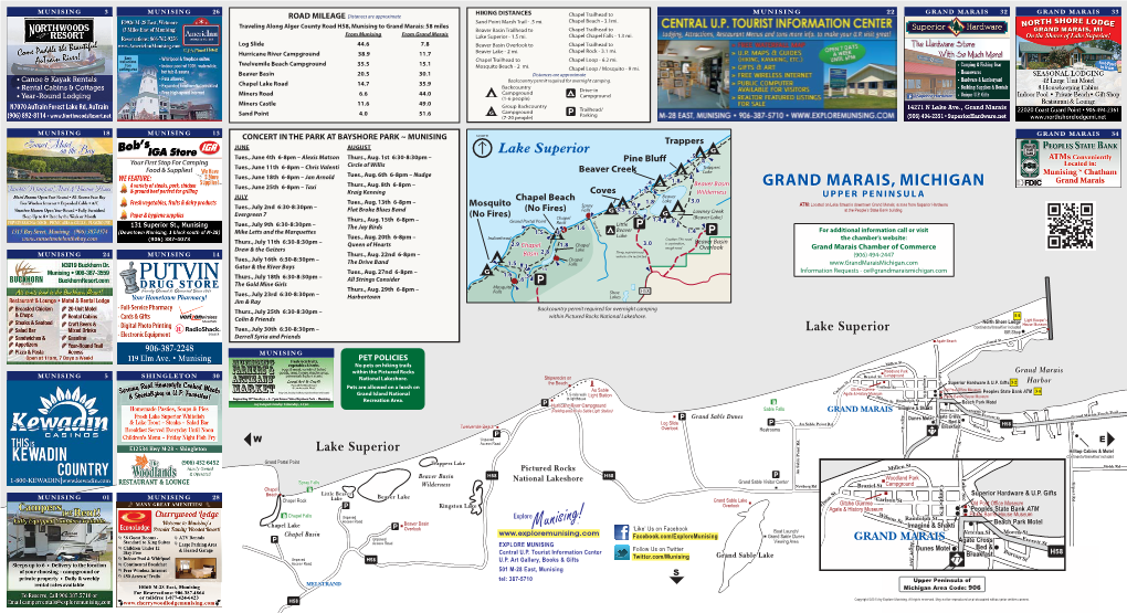 GRAND MARAIS 32 GRAND MARAIS 33 ROAD MILEAGE Distances Are Approximate Chapel Trailhead to Sand Point Marsh Trail - .5 Mi