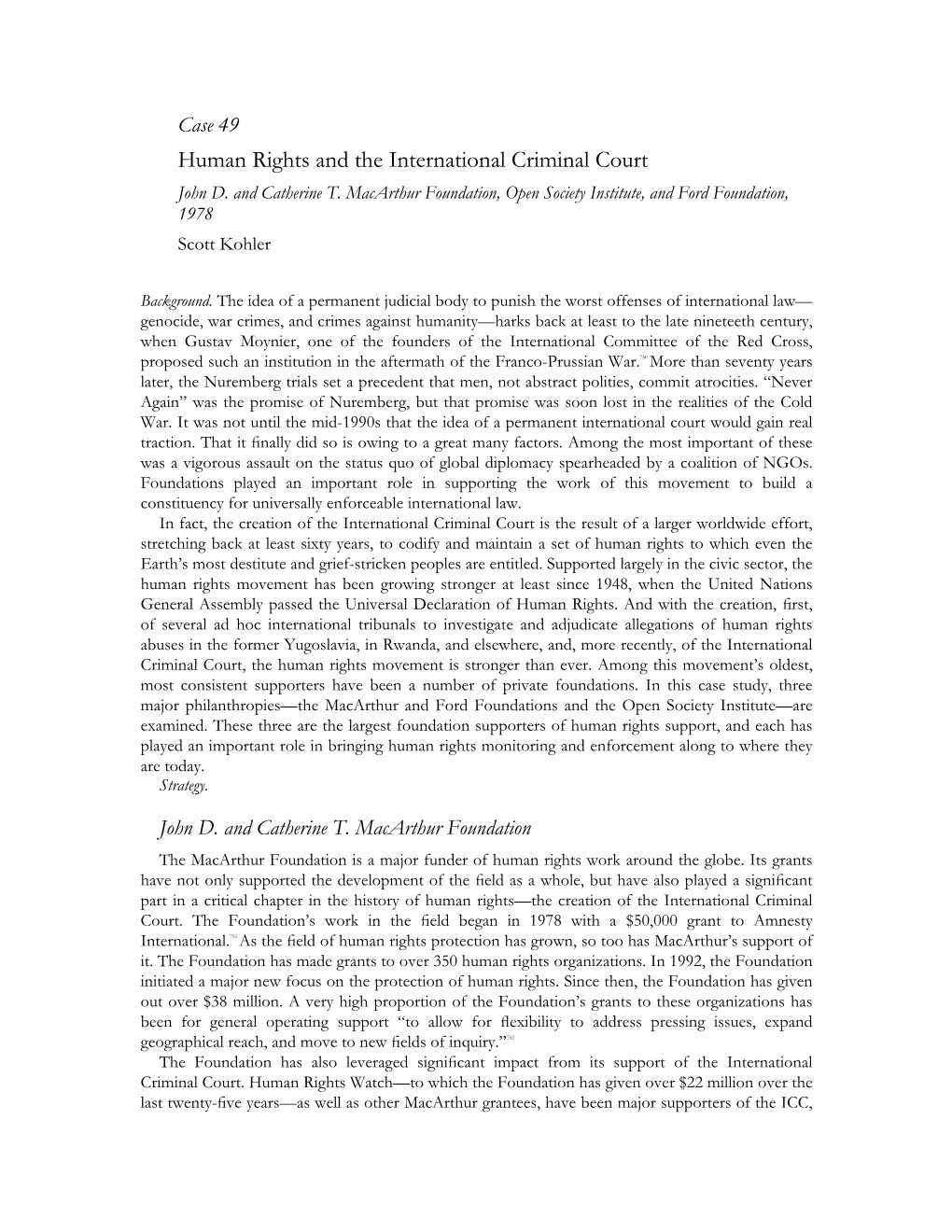 Human Rights and the International Criminal Court John D