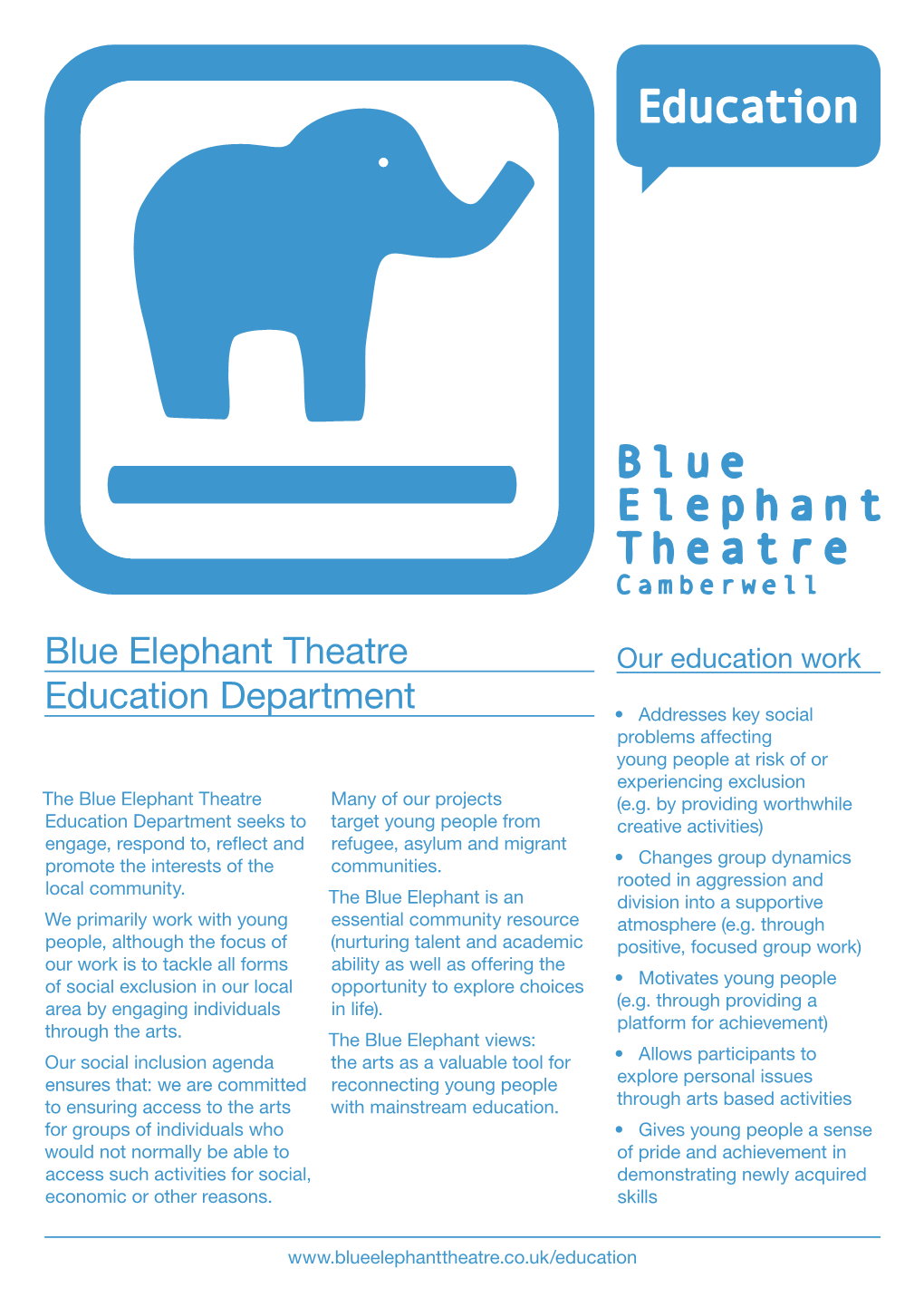 Blue Elephant Theatre Education Department