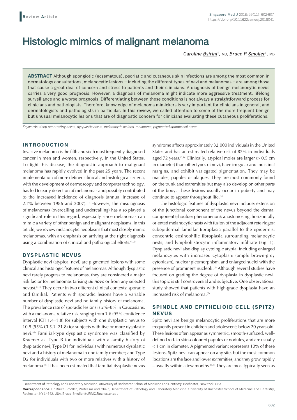 Histologic Mimics of Malignant Melanoma