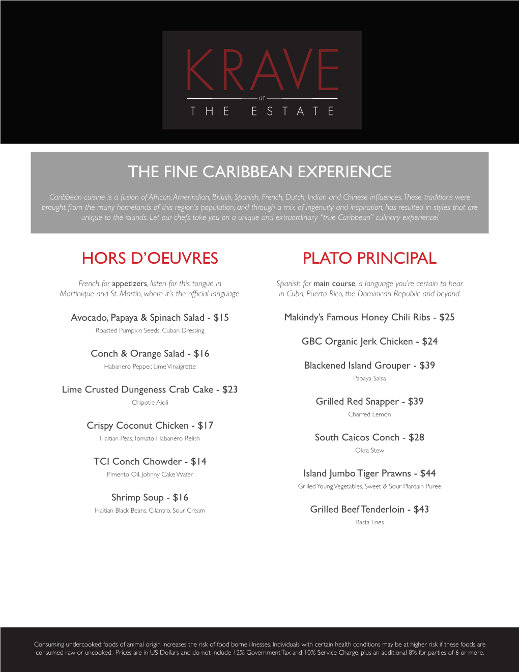 Hors D'oeuvres Plato Principal the Fine Caribbean
