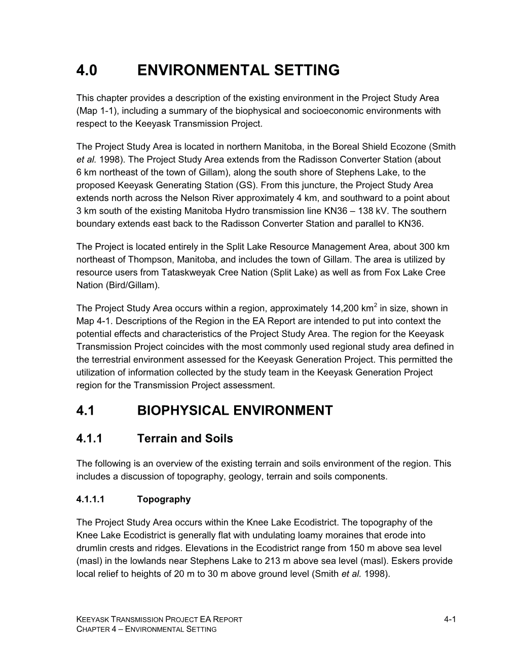 CHAPTER 4–ENVIRONMENTAL SETTING 4.1.1.2 Geology