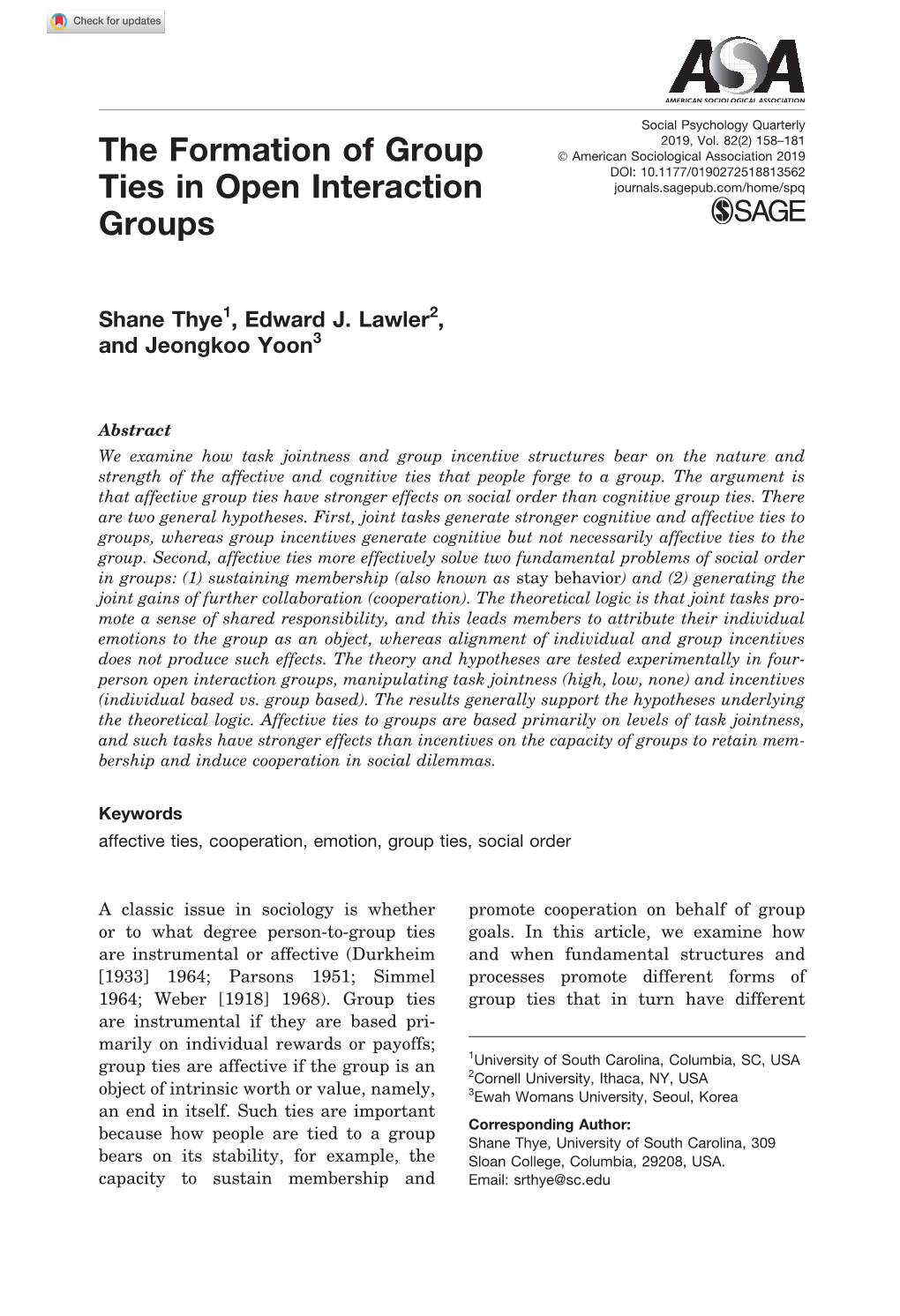 The Formation of Group Ties in Open Interaction Groups