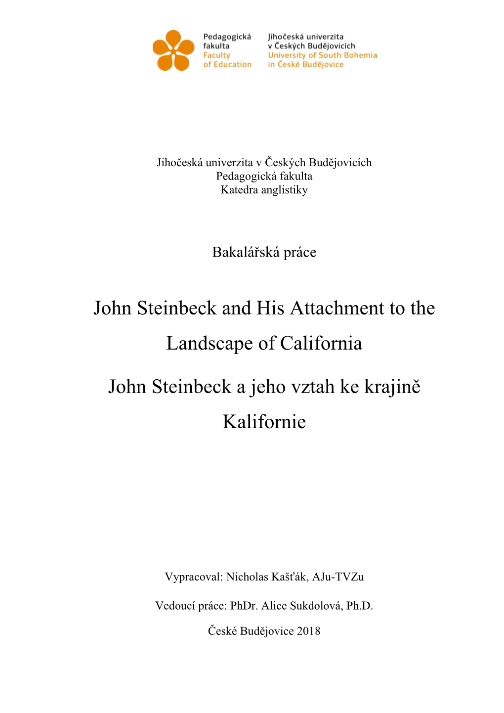 John Steinbeck and His Attachment to the Landscape of California