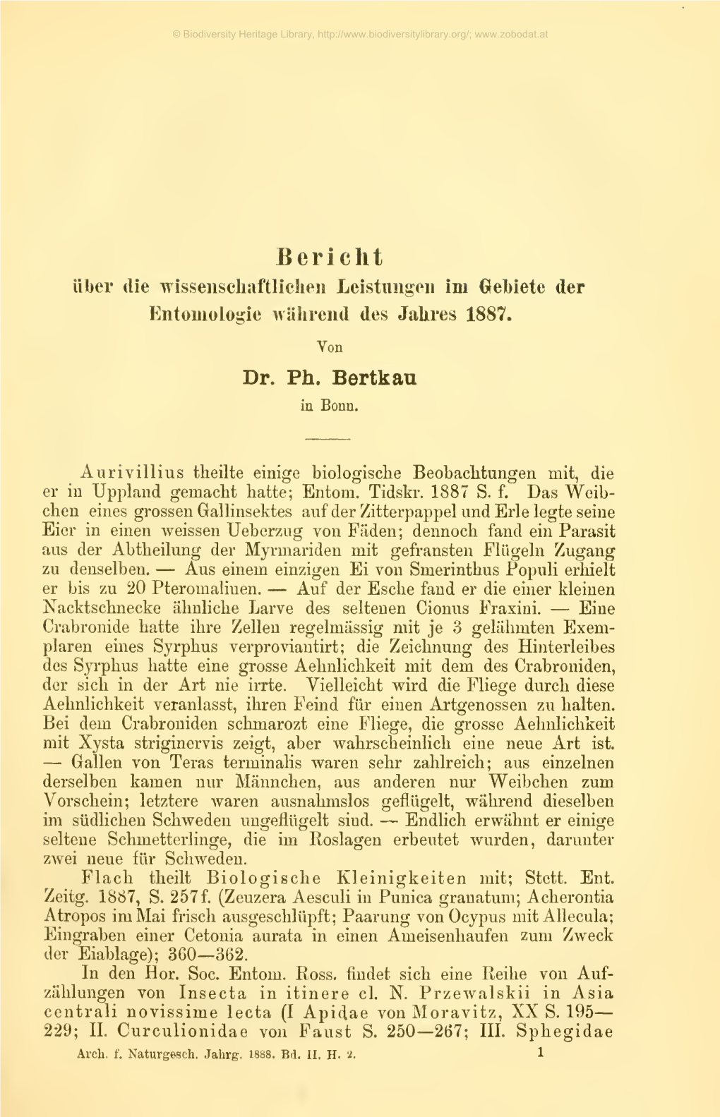 Archiv Für Naturgeschichte