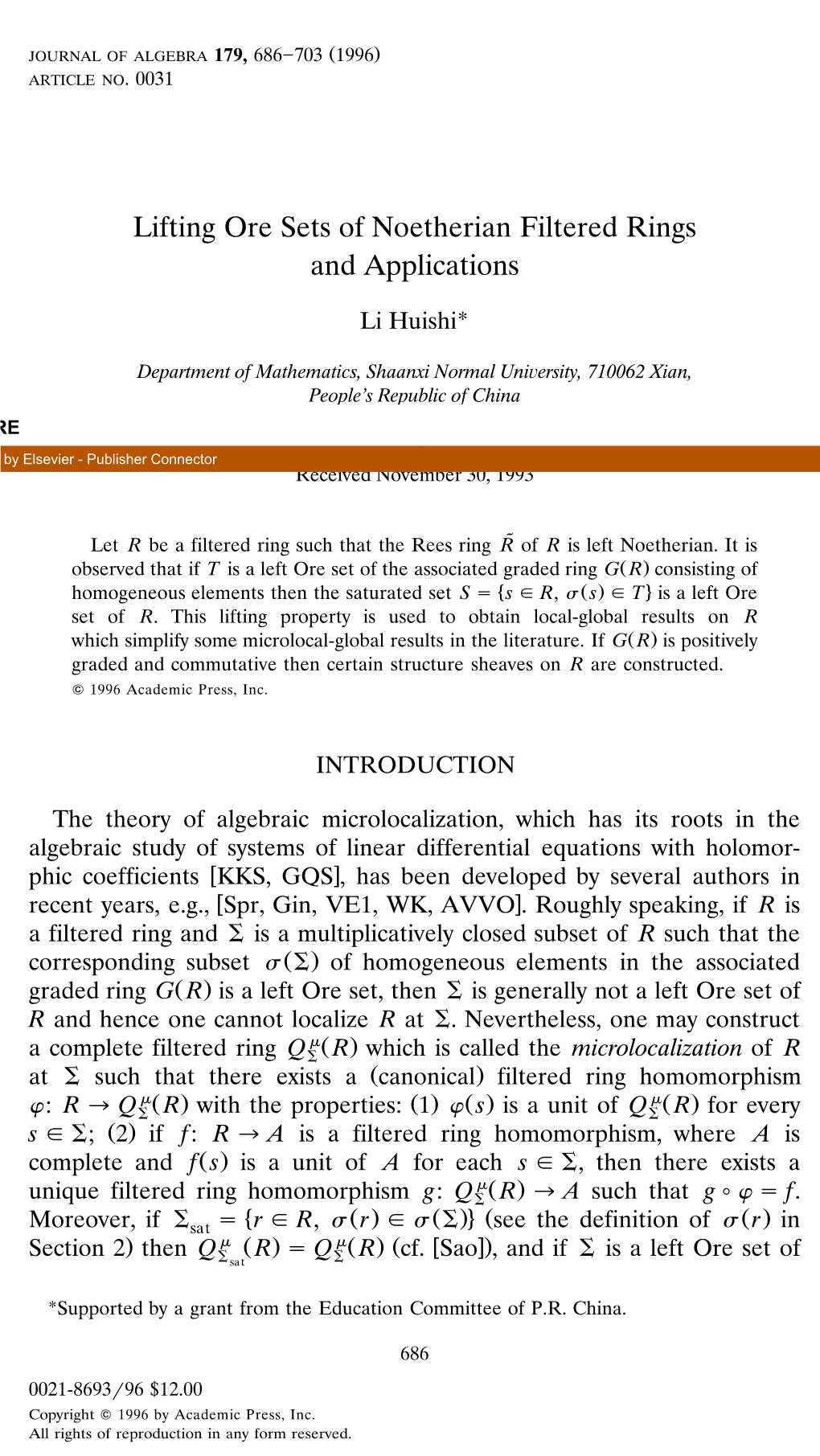 Lifting Ore Sets of Noetherian Filtered Rings and Applications