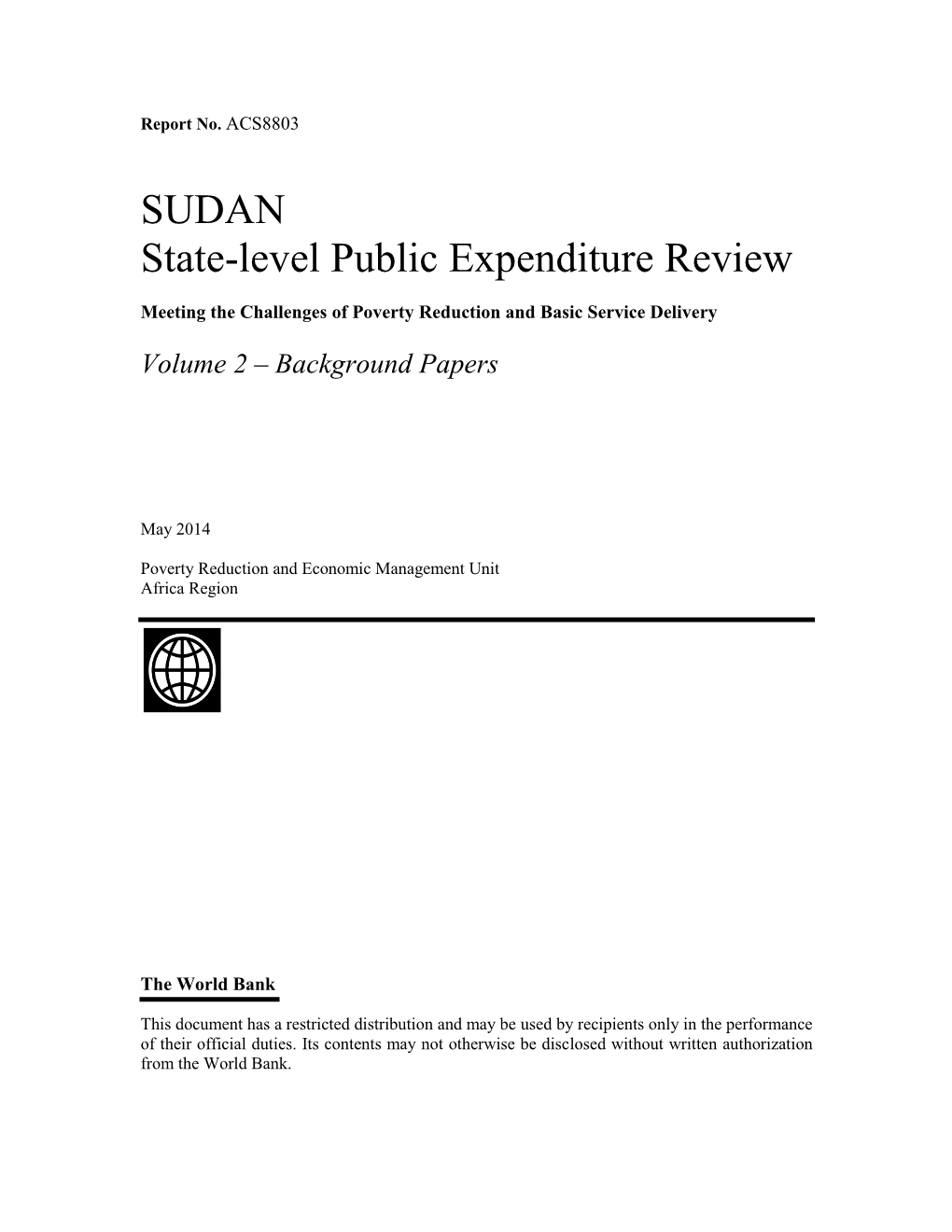 SUDAN State-Level Public Expenditure Review