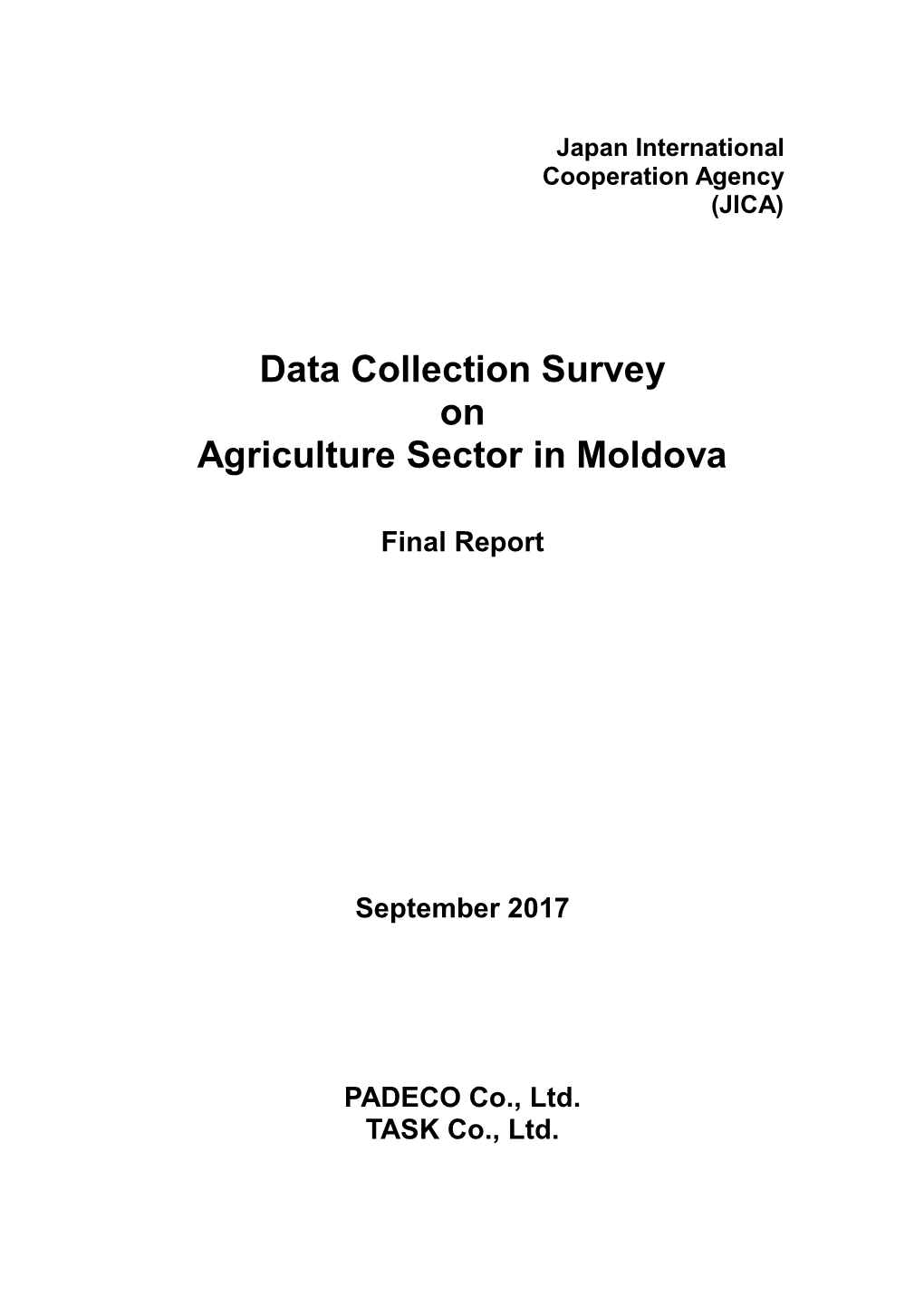 Data Collection Survey on Agriculture Sector in Moldova