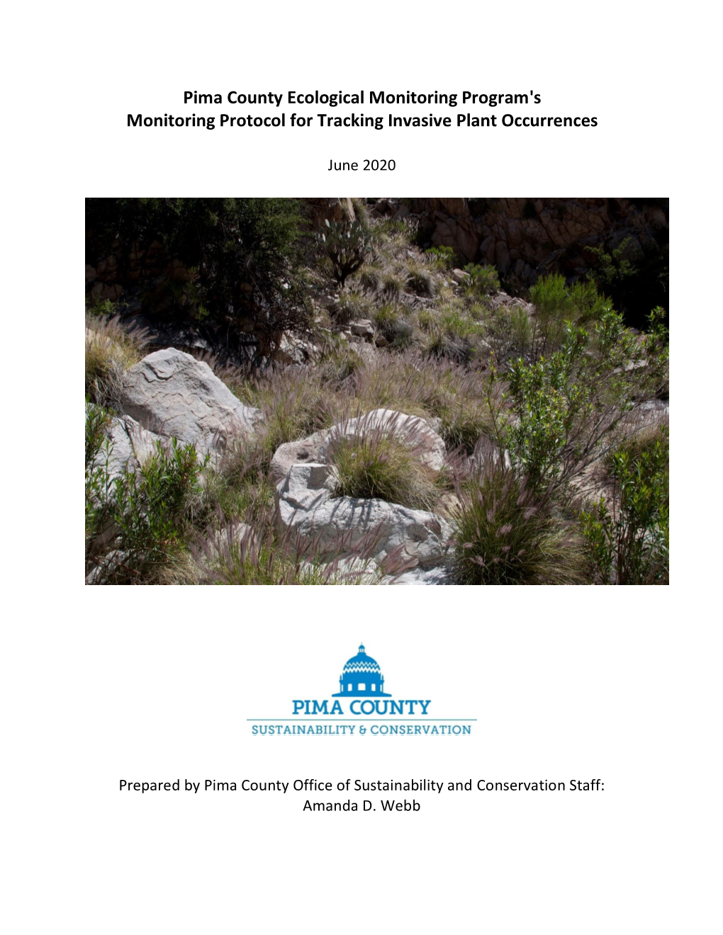 Pima County Ecological Monitoring Program's Monitoring Protocol for Tracking Invasive Plant Occurrences
