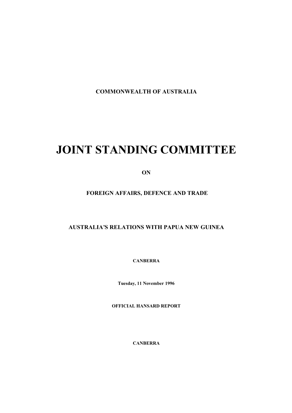 Joint Standing Committee