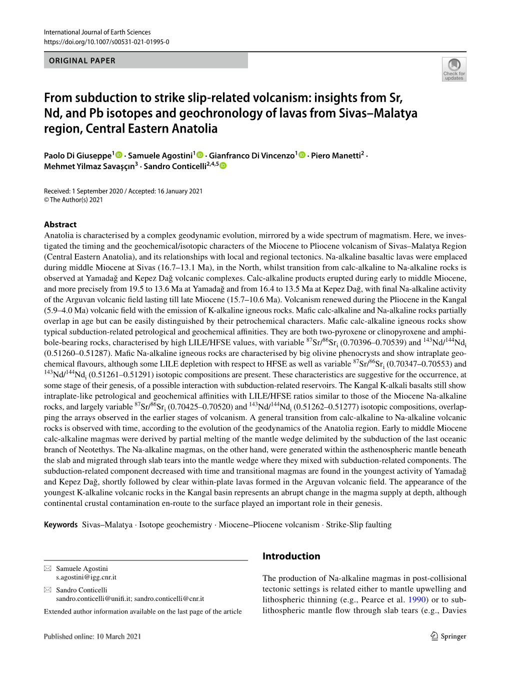 From Subduction to Strike Slip-Related Volcanism: Insights from Sr, Nd, And