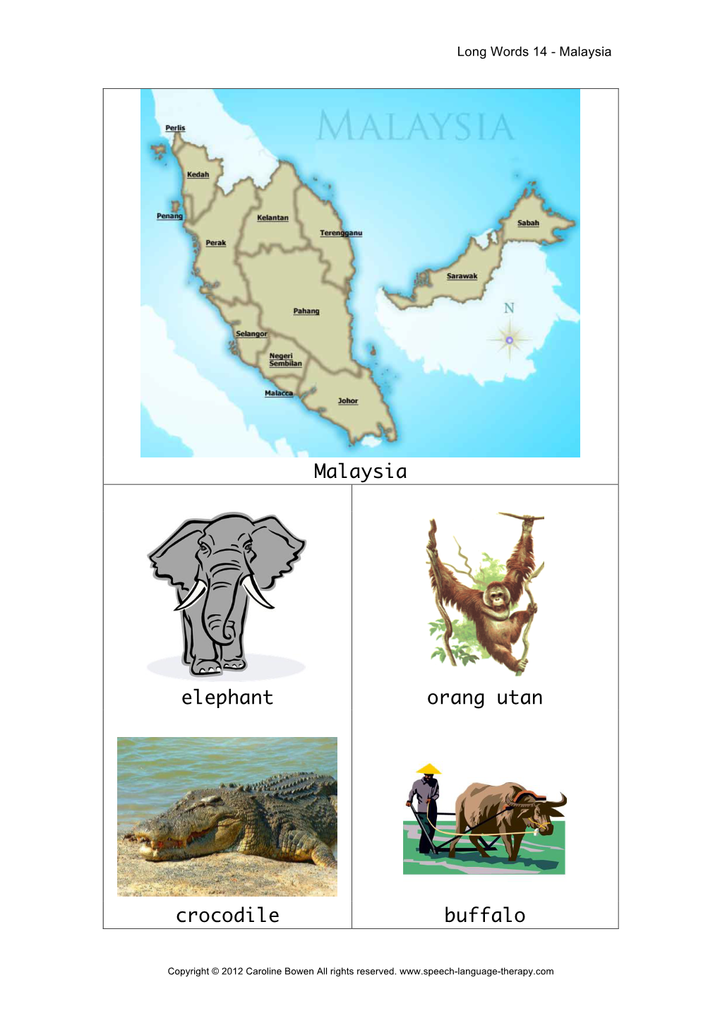 Malaysia Elephant Orang Utan Crocodile Buffalo
