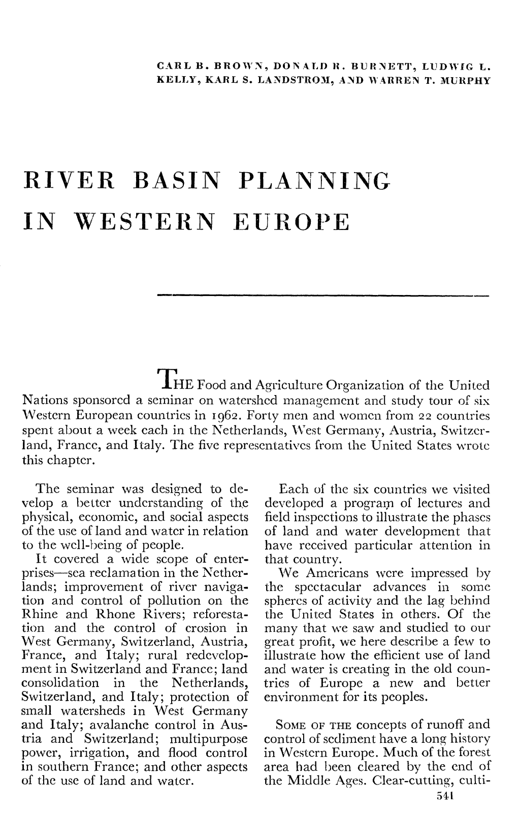 River Basin Planning in Western Europe