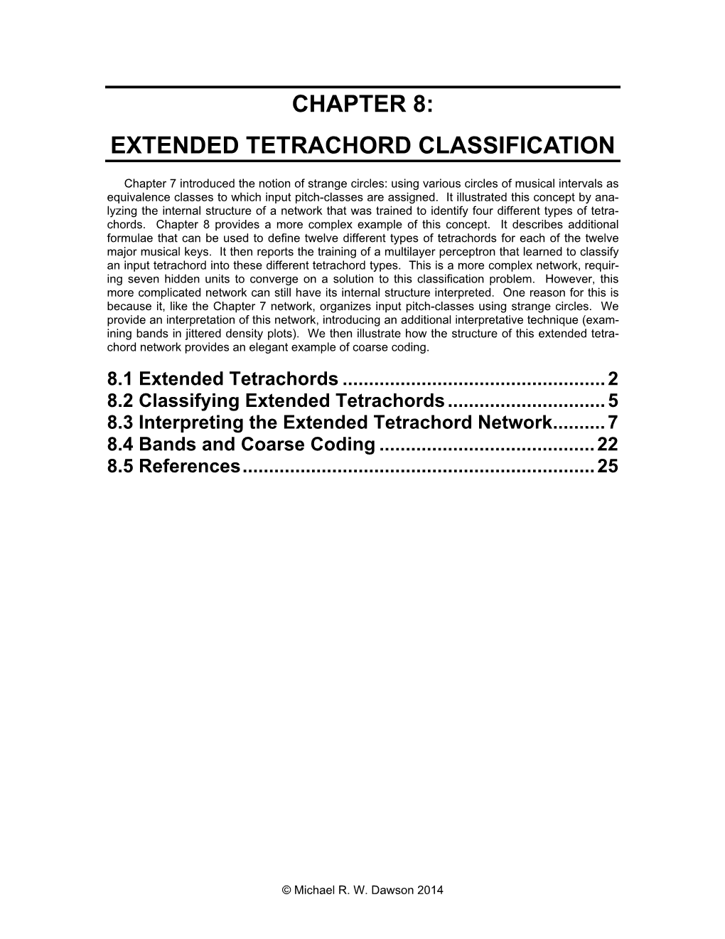 Chapter 8: Extended Tetrachord Classification