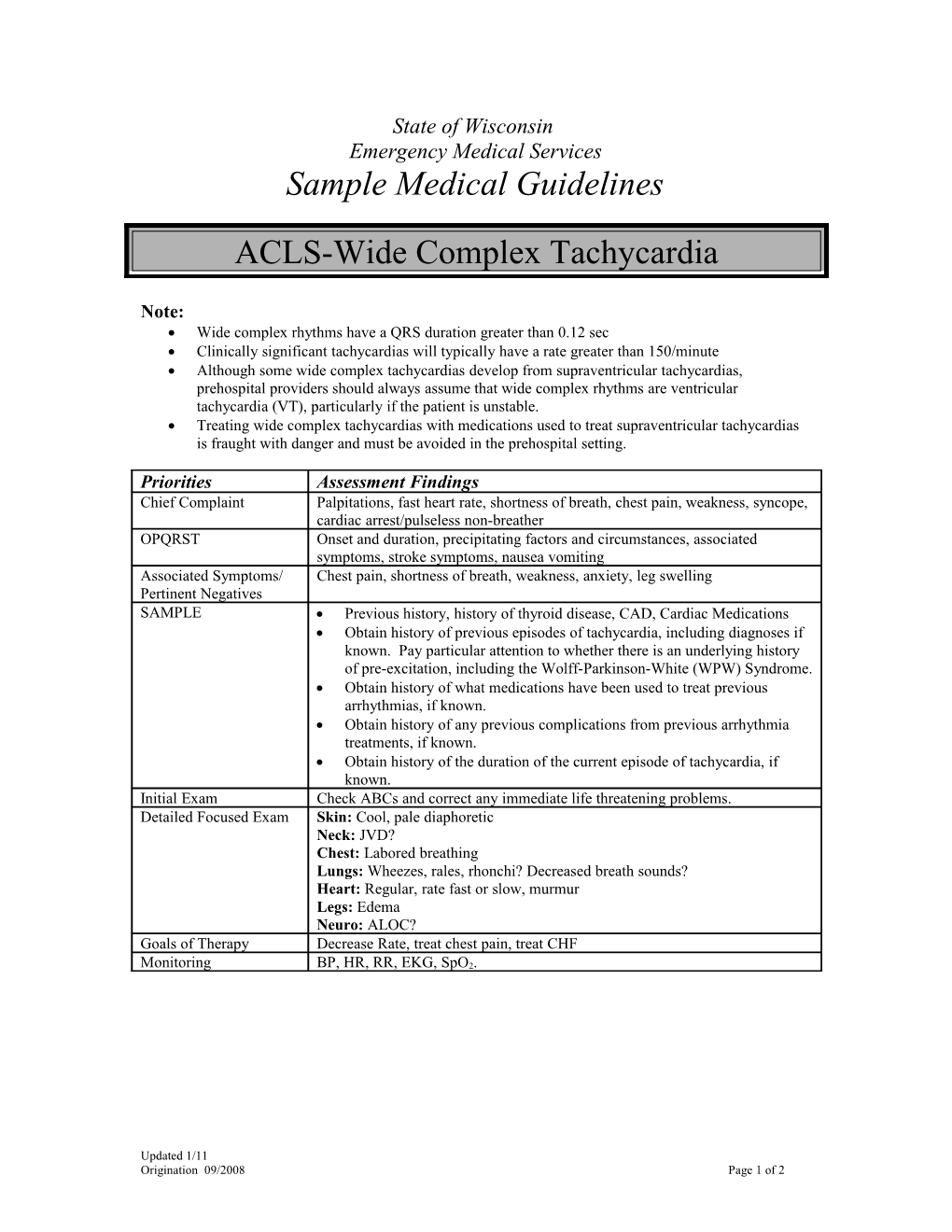 ACLS Wide Complex Tachycardia Guideline