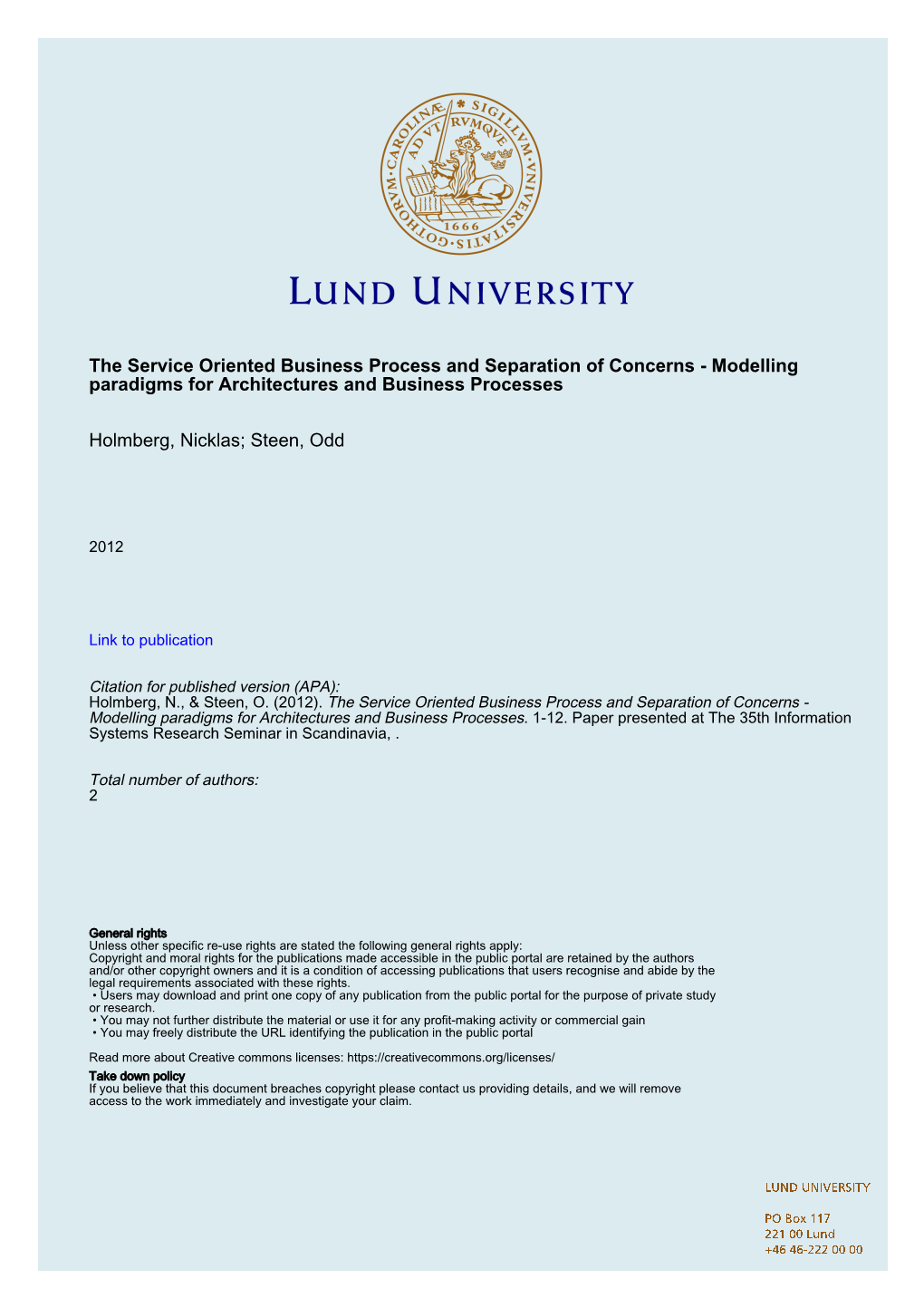 The Service Oriented Business Process and Separation of Concerns - Modelling Paradigms for Architectures and Business Processes