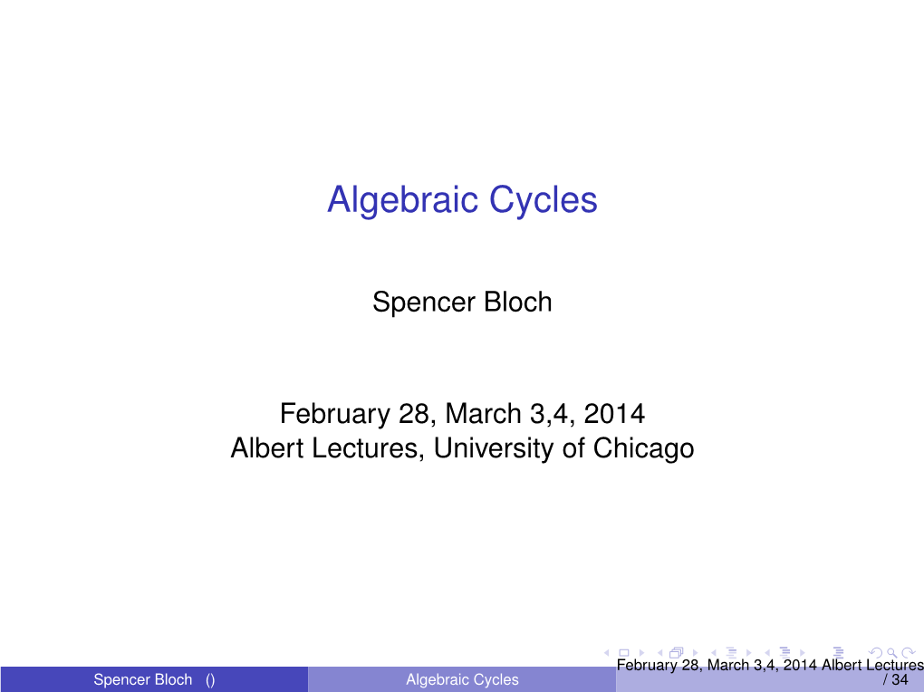 Algebraic Cycles