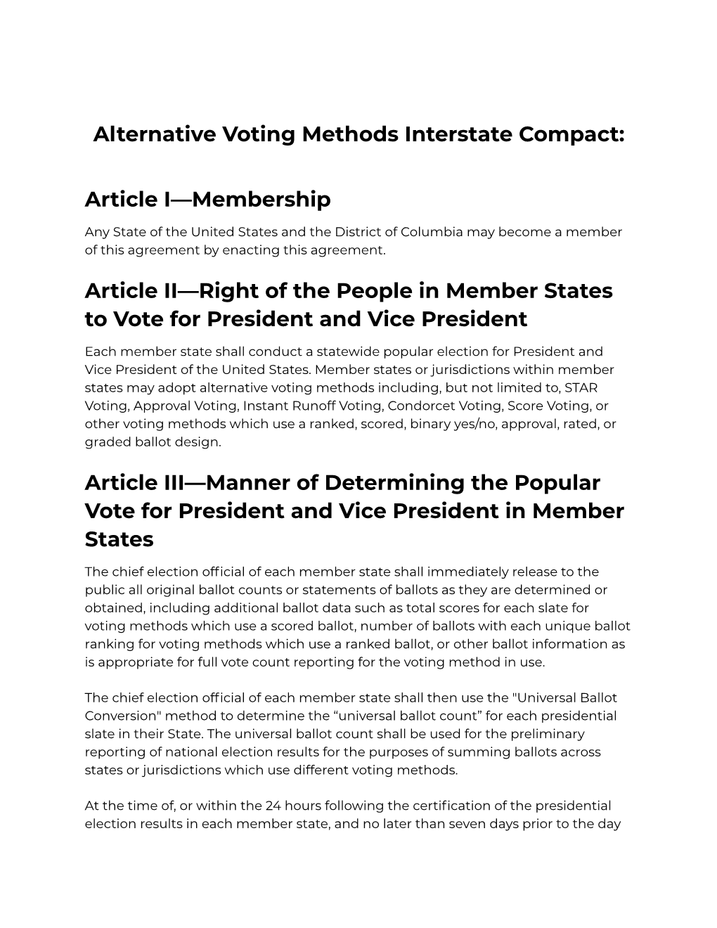 Alternative Voting Interstate Compact