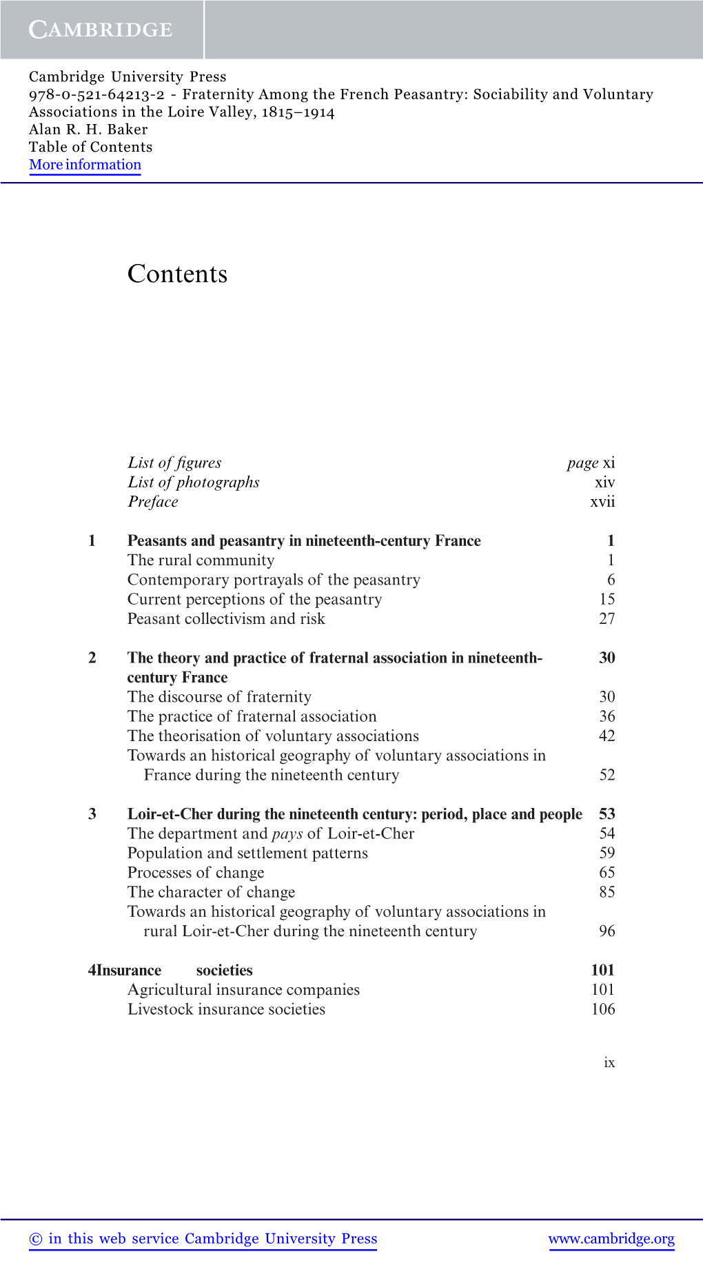 Fraternity Among the French Peasantry: Sociability and Voluntary Associations in the Loire Valley, 1815–1914 Alan R