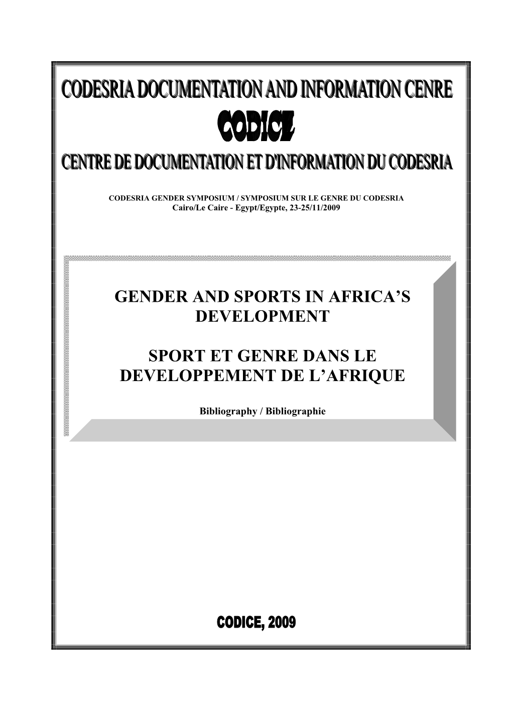 Gender and Sports in Africa's Development
