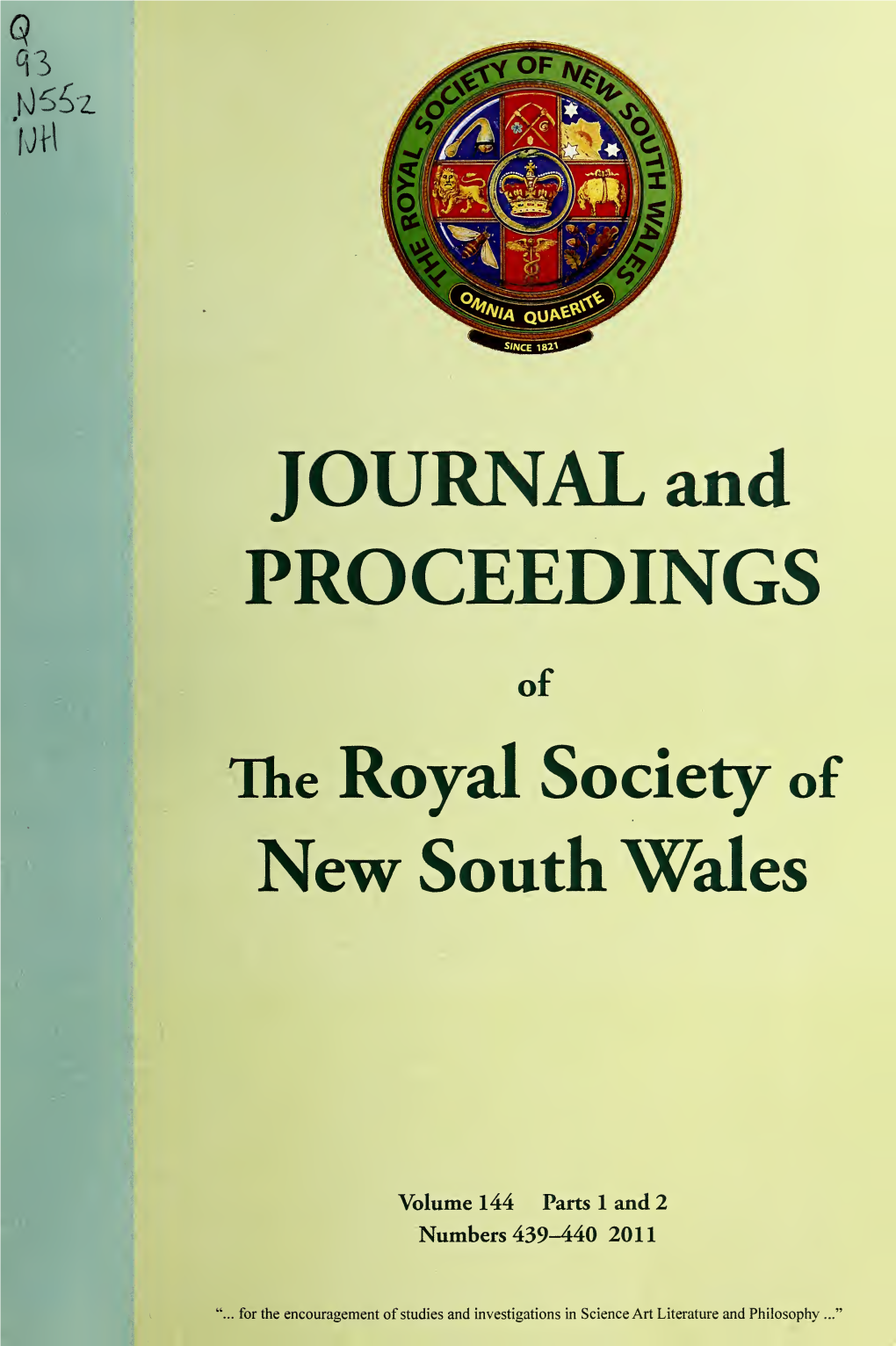 Journal and Proceedings of the Royal Society of New South Wales