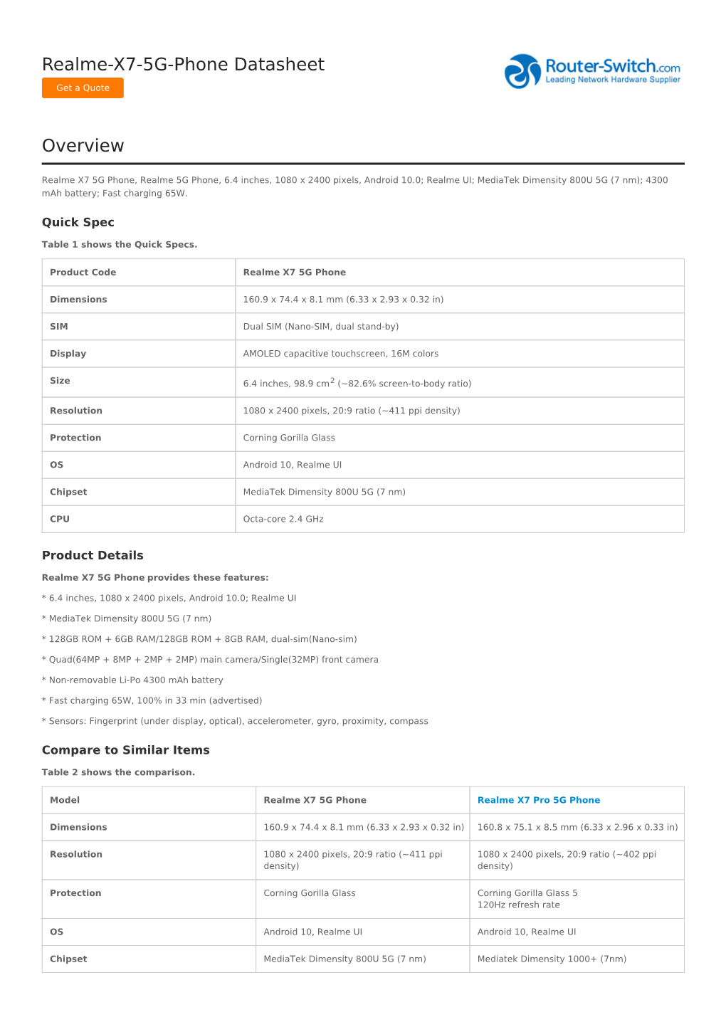 Realme-X7-5G-Phone Datasheet Overview