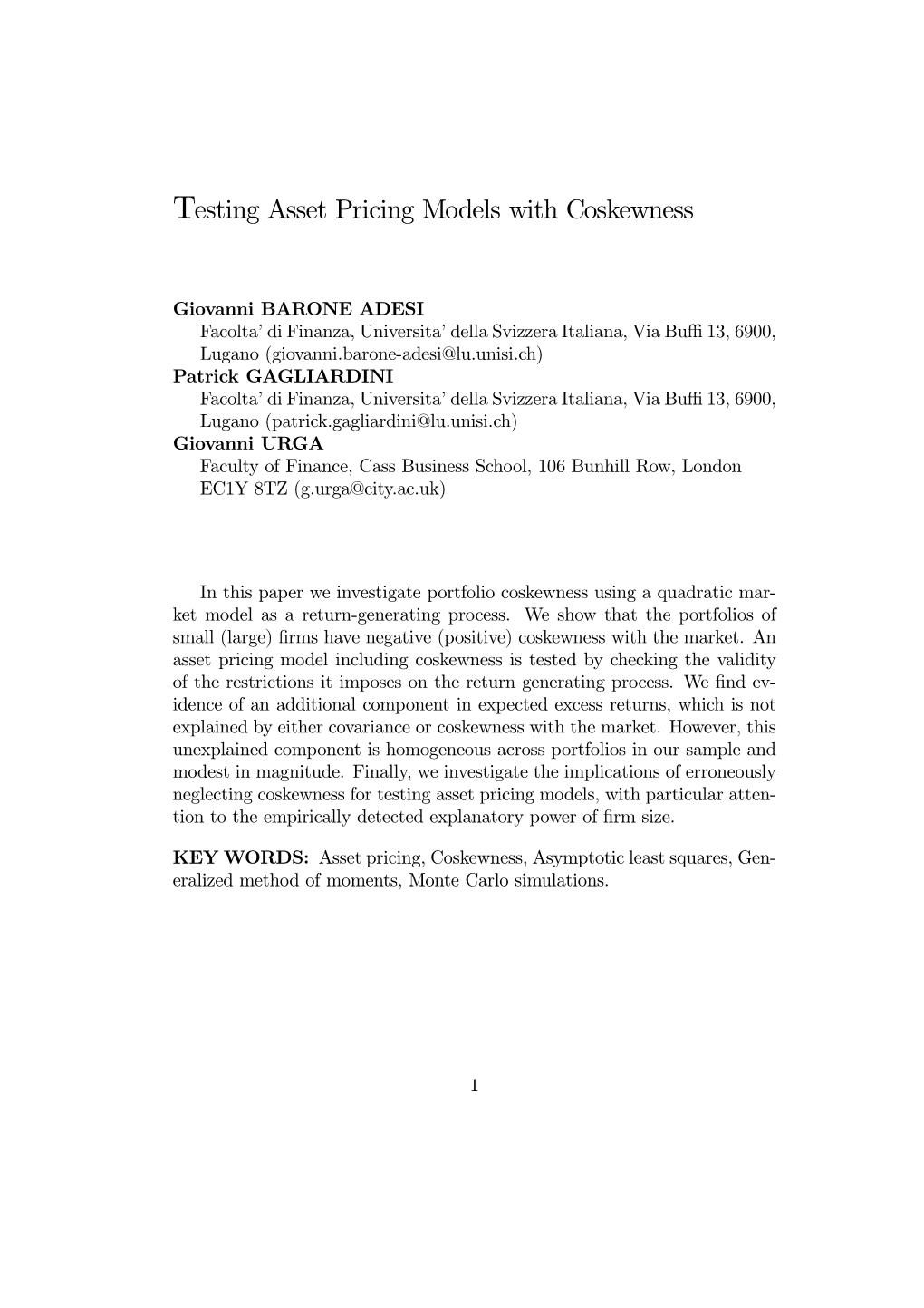 Testing Asset Pricing Models with Coskewness
