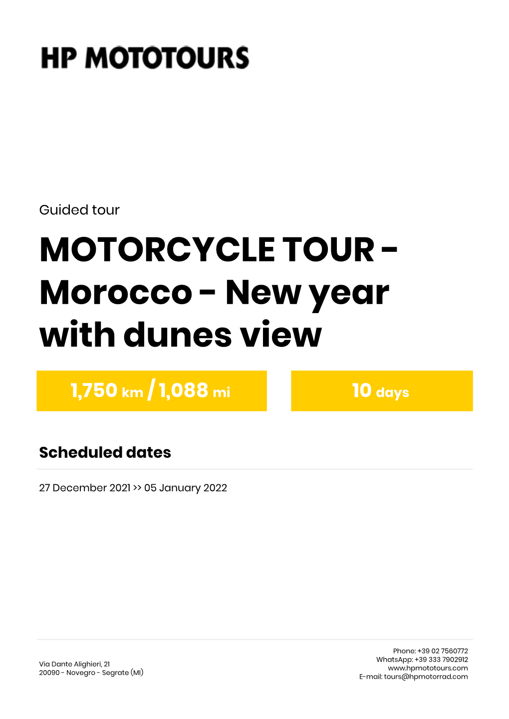 MOTORCYCLE TOUR - Morocco - New Year with Dunes View