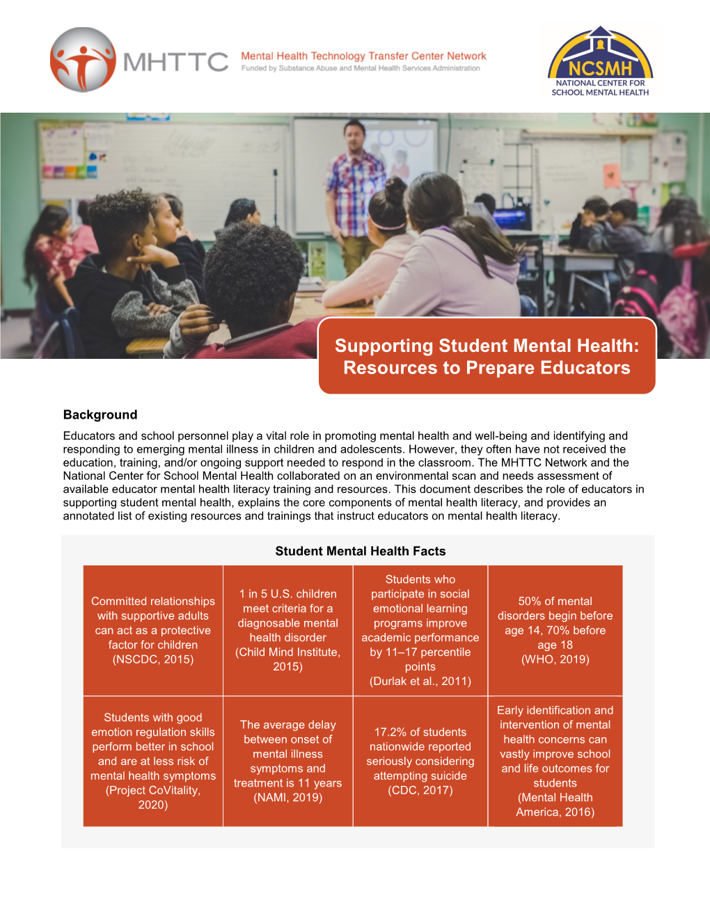 Supporting Student Mental Health: Resources to Prepare Educators