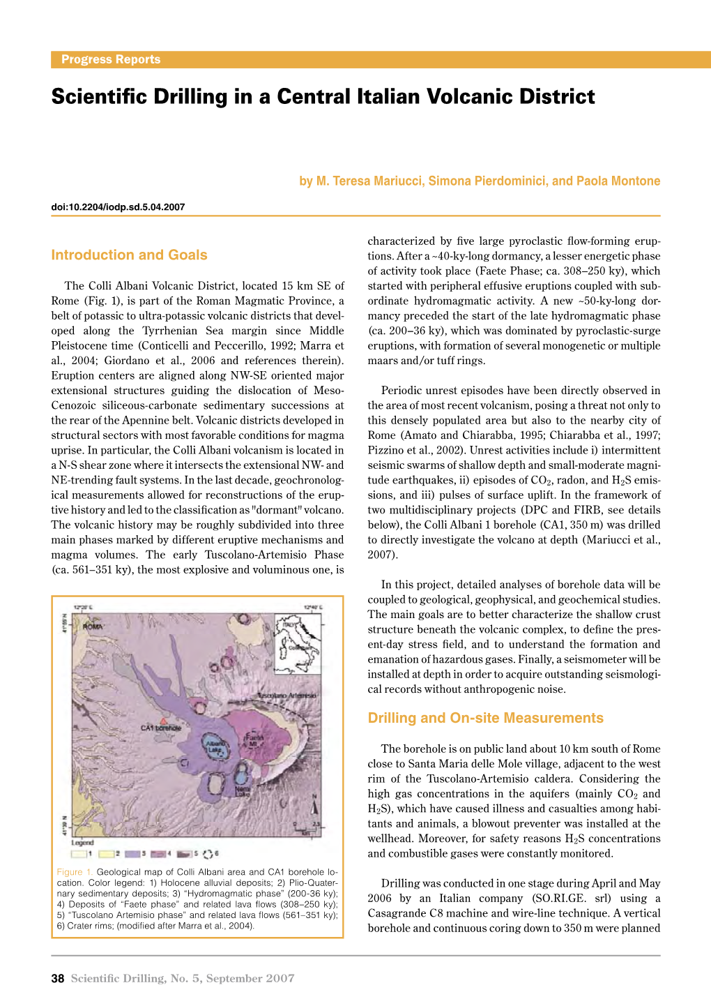 Scientific Drilling in a Central Italian Volcanic District