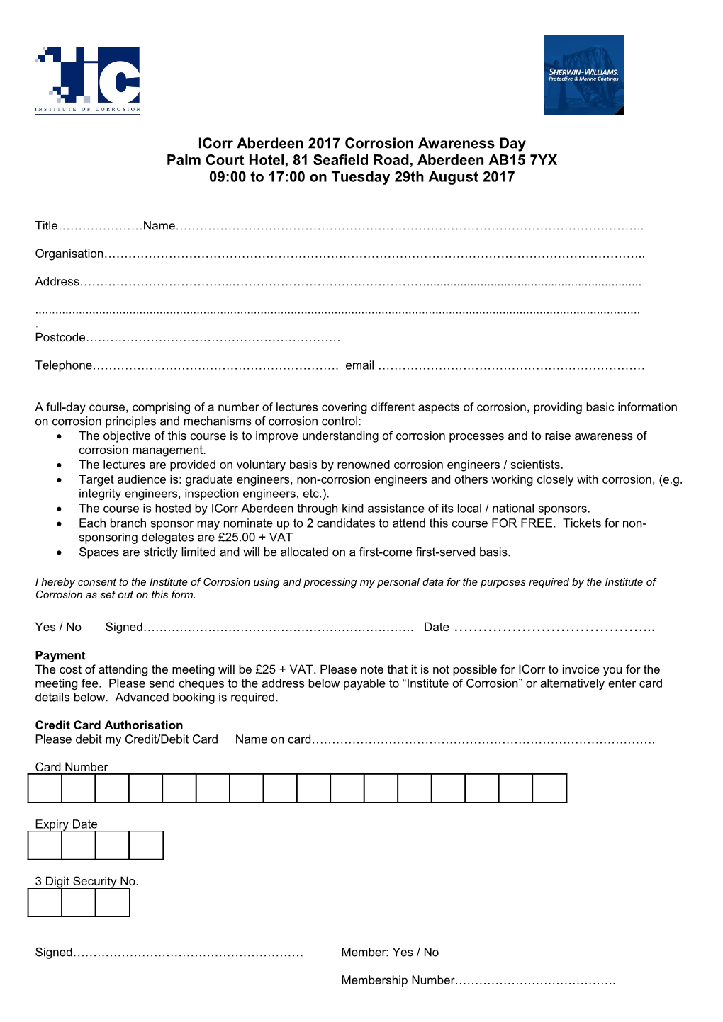 Registration Form for CED Working Day