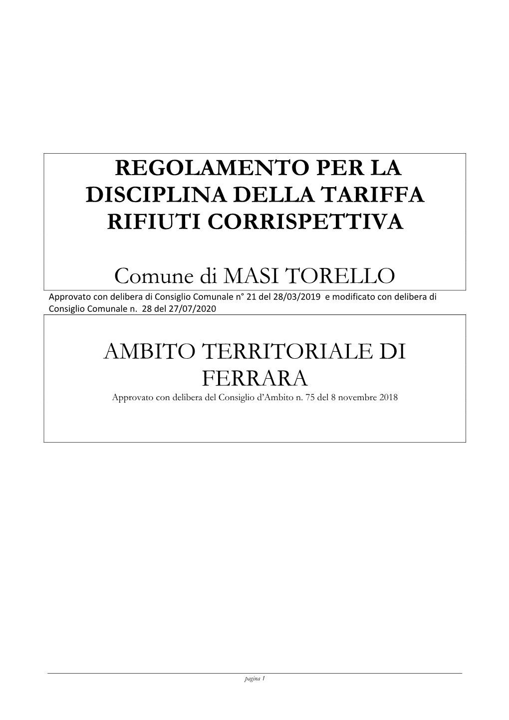 Regolamento Aggiornato Per La Disciplina Della Tari Masi