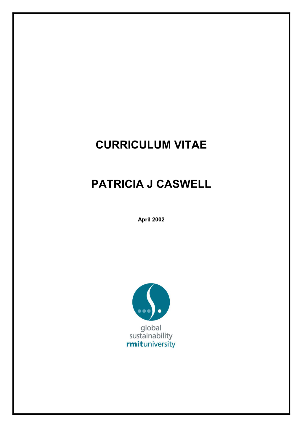 Curriculum Vitae Patricia J Caswell