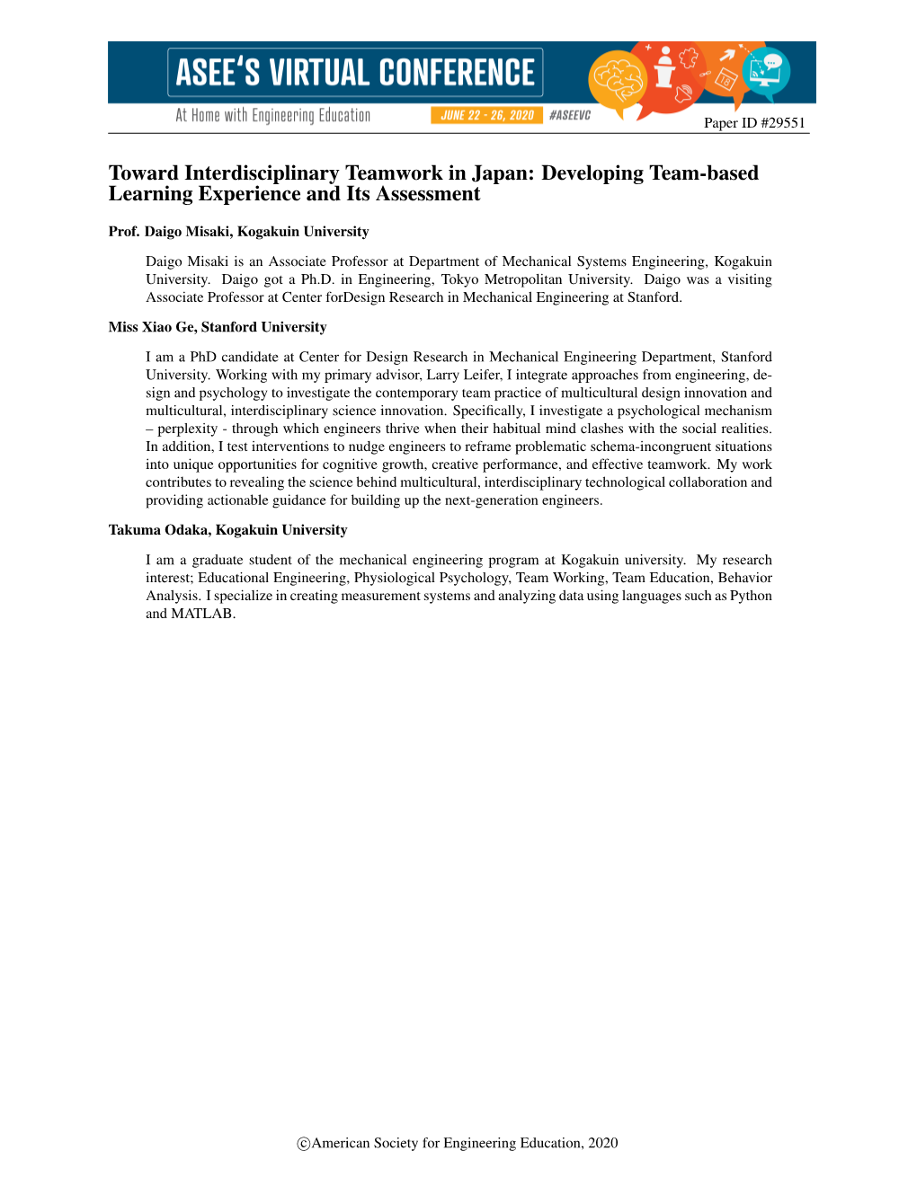 Toward Interdisciplinary Teamwork in Japan: Developing Team-Based Learning Experience and Its Assessment