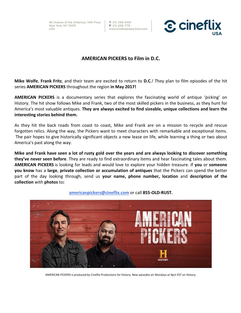 AMERICAN PICKERS to Film in D.C